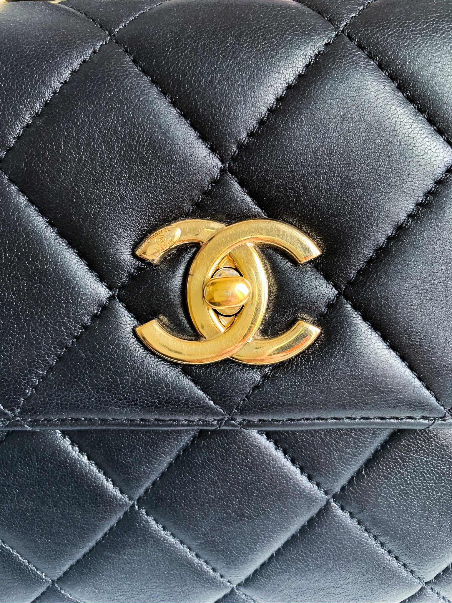 CHANEL Lambskin Quilted Large Trendy CC Bowling Bag Black 732340