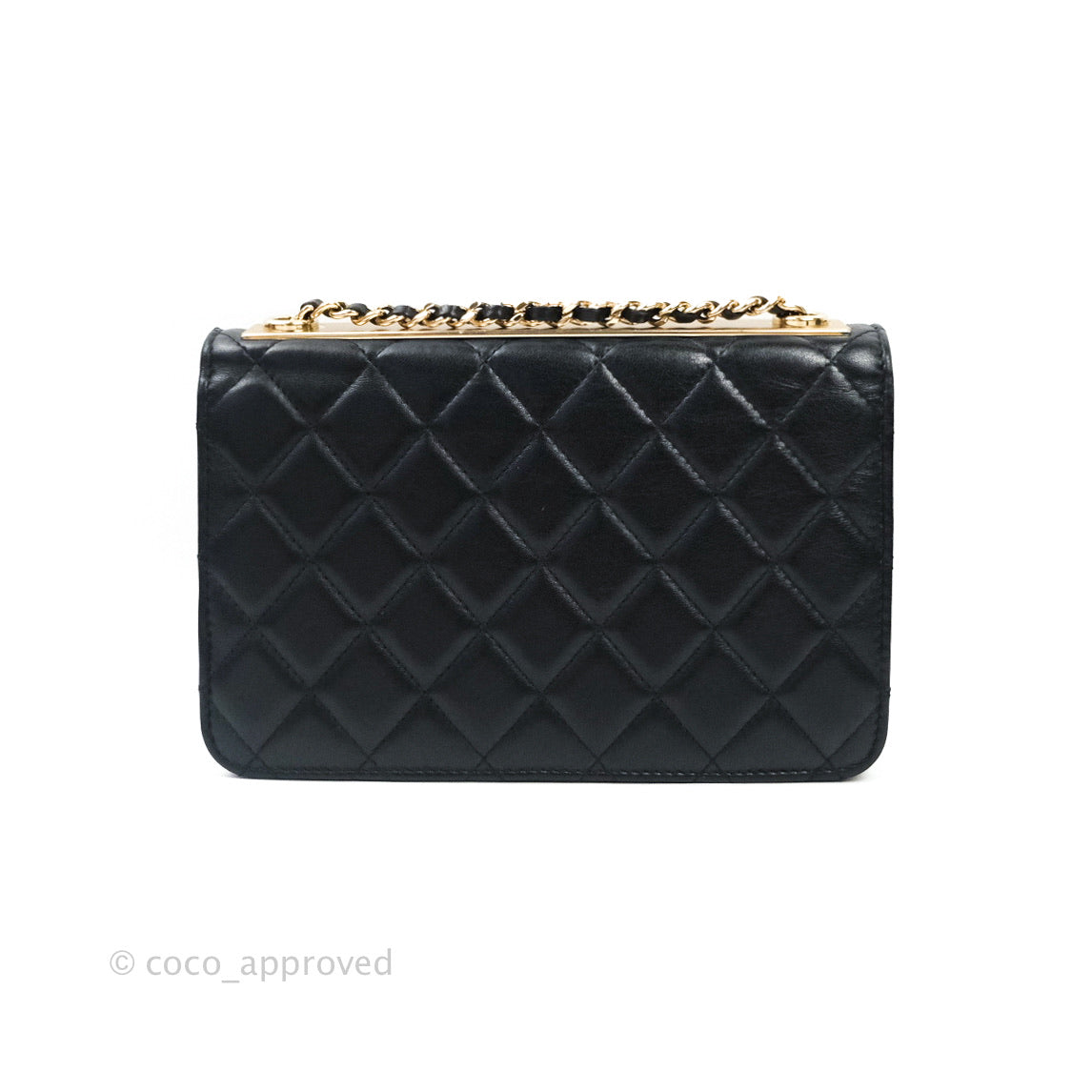 Chanel Square WOC Wallet On Chain Blue Lambskin Chevron Gold Hardware –  Coco Approved Studio
