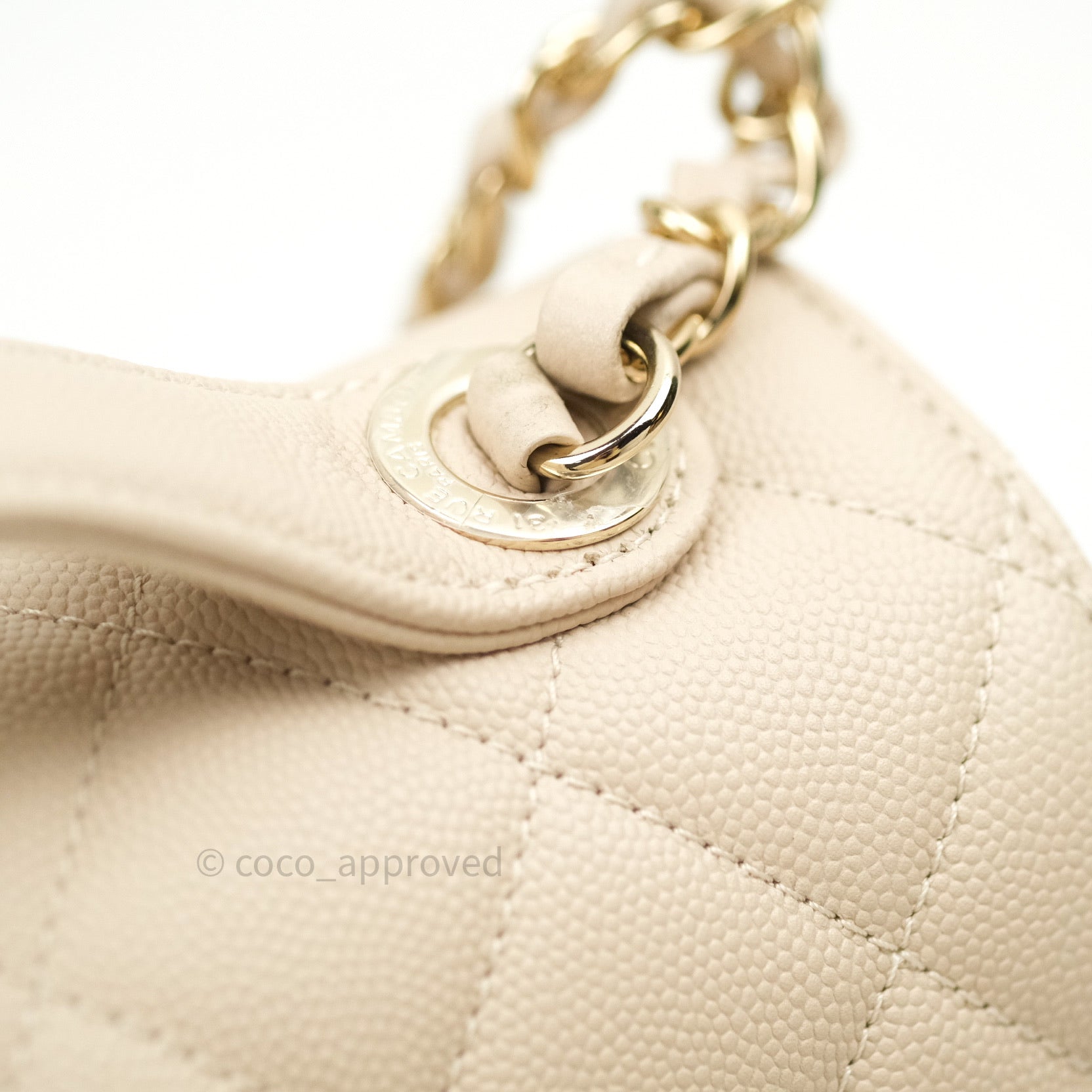 Chanel Quilted Small Business Affinity Flap Dark Beige Caviar Light Gold  Hardware