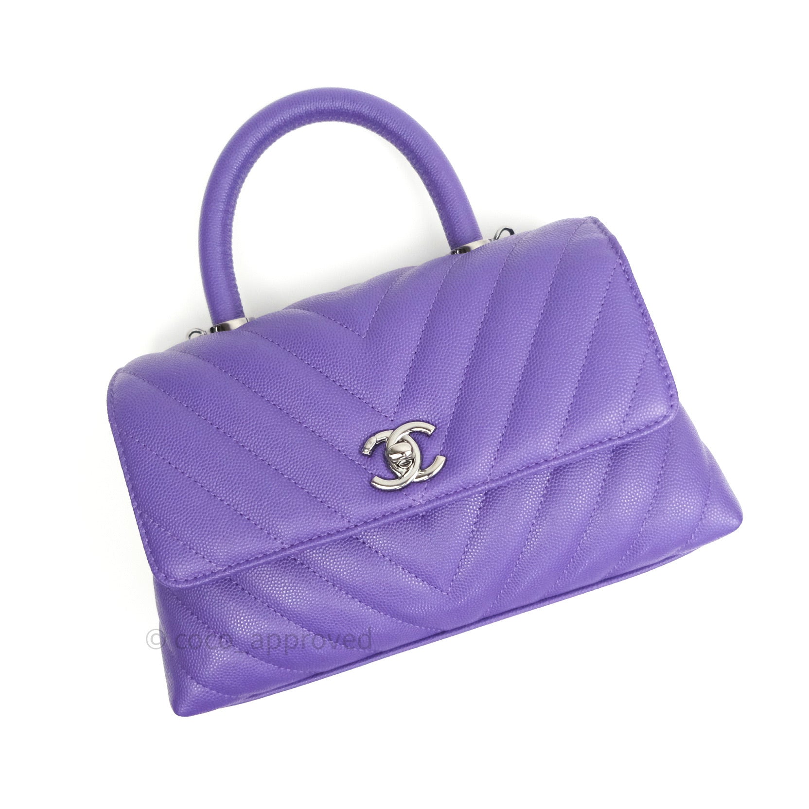 Coco handle leather handbag Chanel Purple in Leather - 25524804