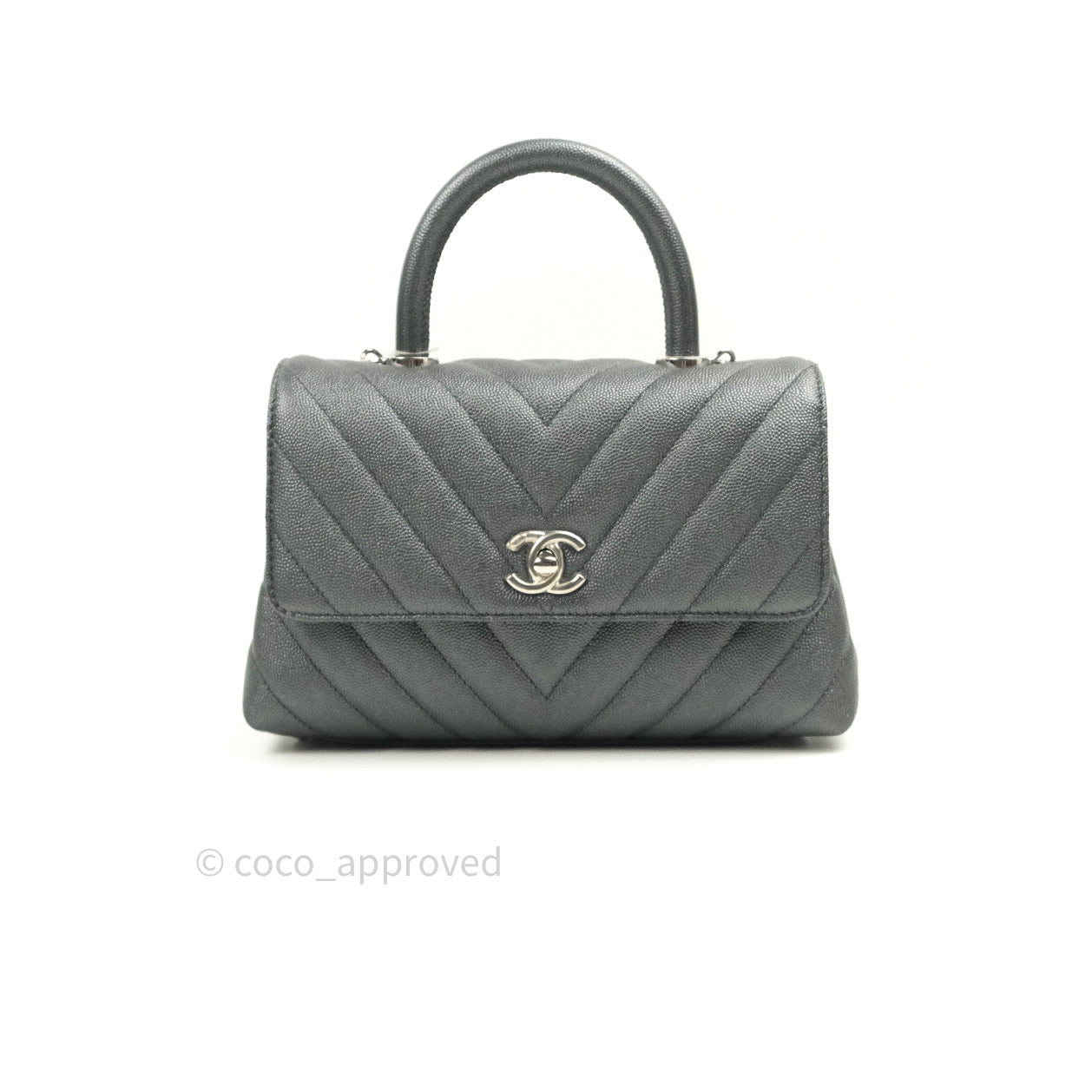 CHANEL Caviar Quilted Large Coco Handle Shopping Tote Grey 463012