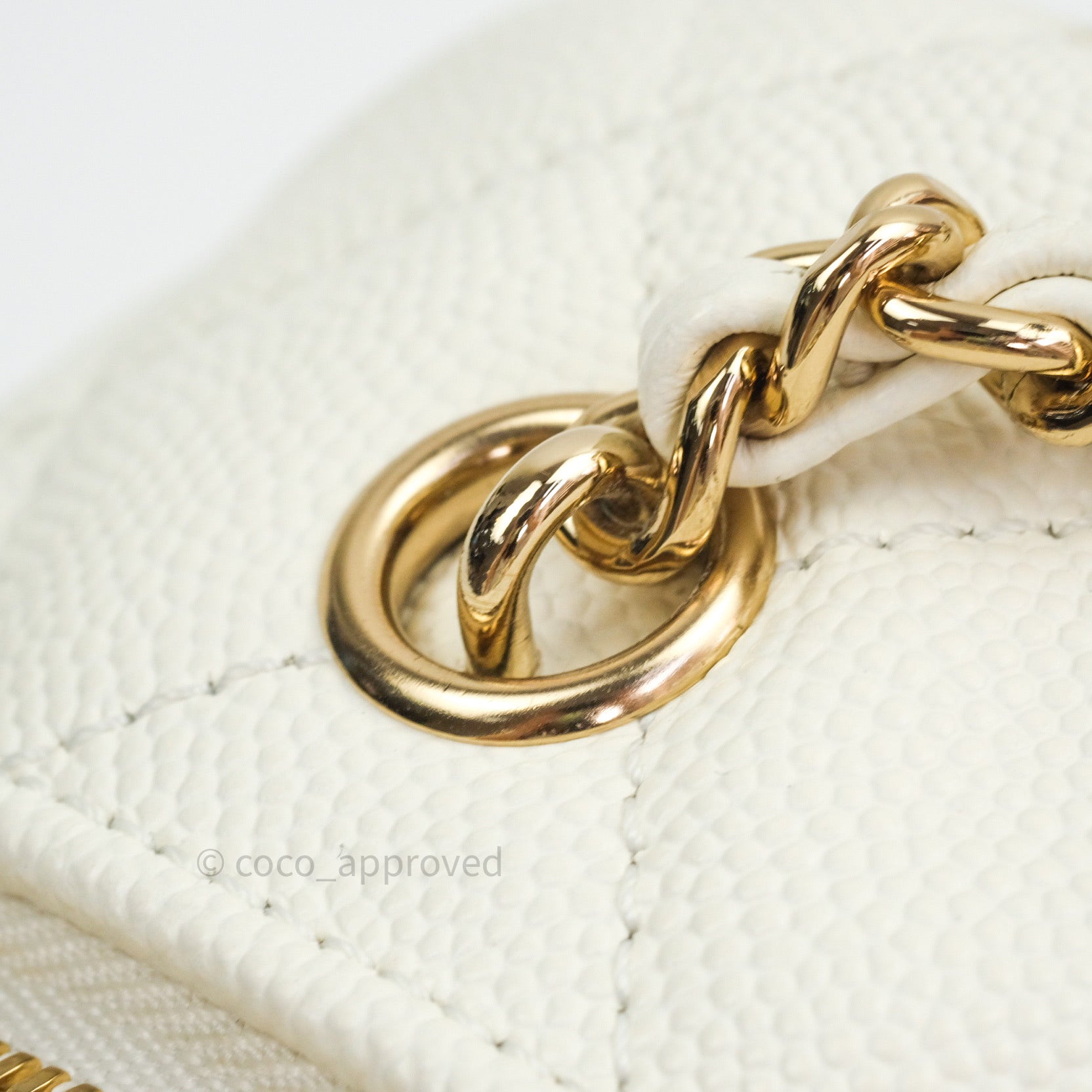 Chanel Quilted Small CC Day Backpack Ivory Caviar Light Gold