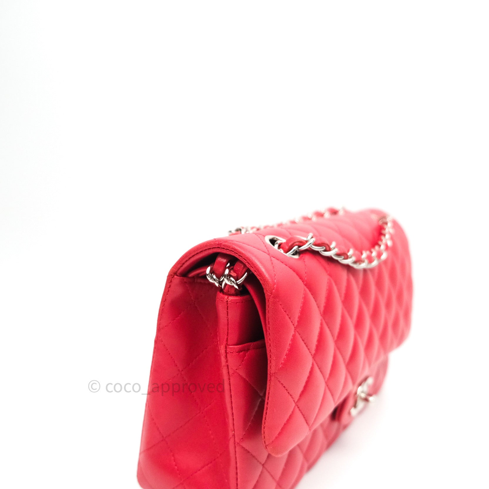 Chanel Medium Classic lined Flap Bag Orange Leather ref.607088