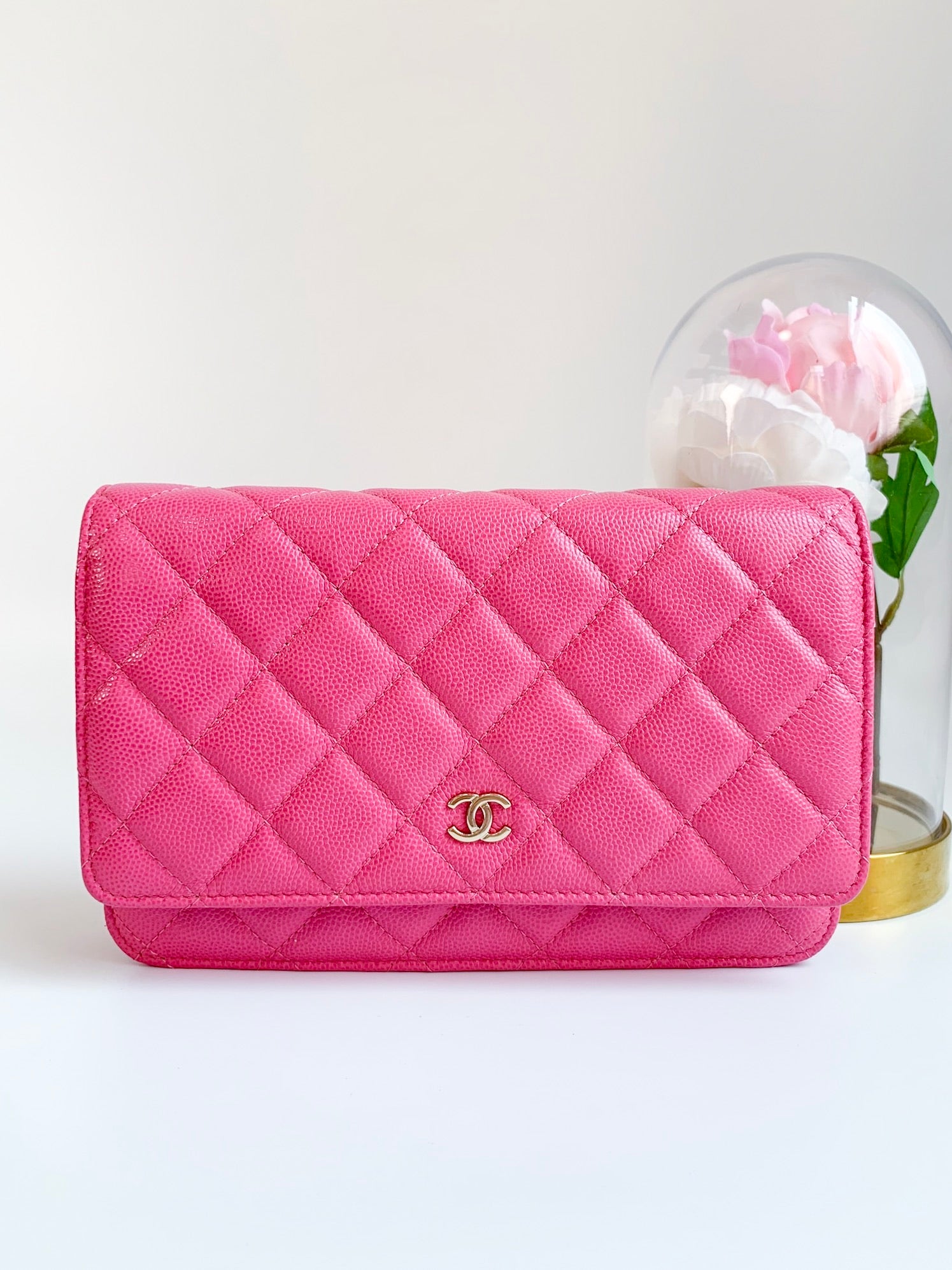 Chanel Caviar Quilted Wallet on Chain WOC Pink Light Gold – Coco Studio