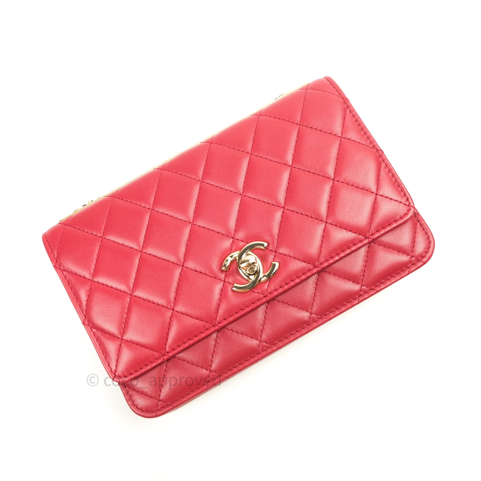 Chanel Trendy CC WOC Wallet on Chain Red Lambskin Gold Hardware