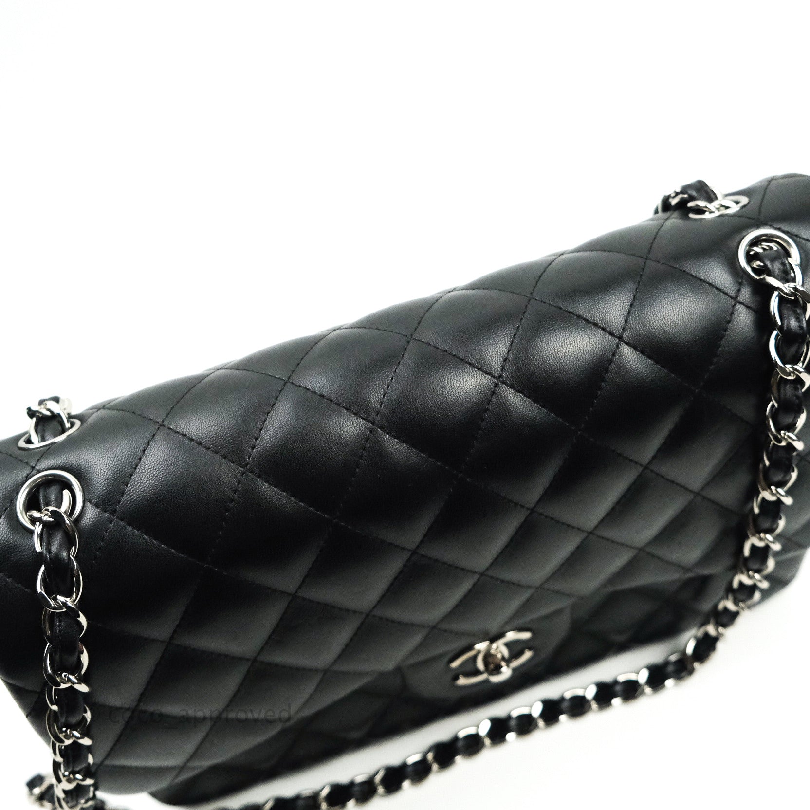 Chanel Jumbo Double Flap Black Lambskin Silver Hardware⁣⁣ – Coco