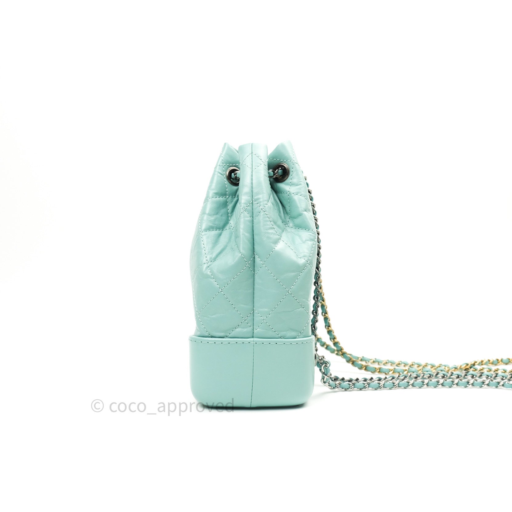 Chanel Gabrielle Backpack Black Aged Calfskin Small Tiffany Blue – Coco  Approved Studio