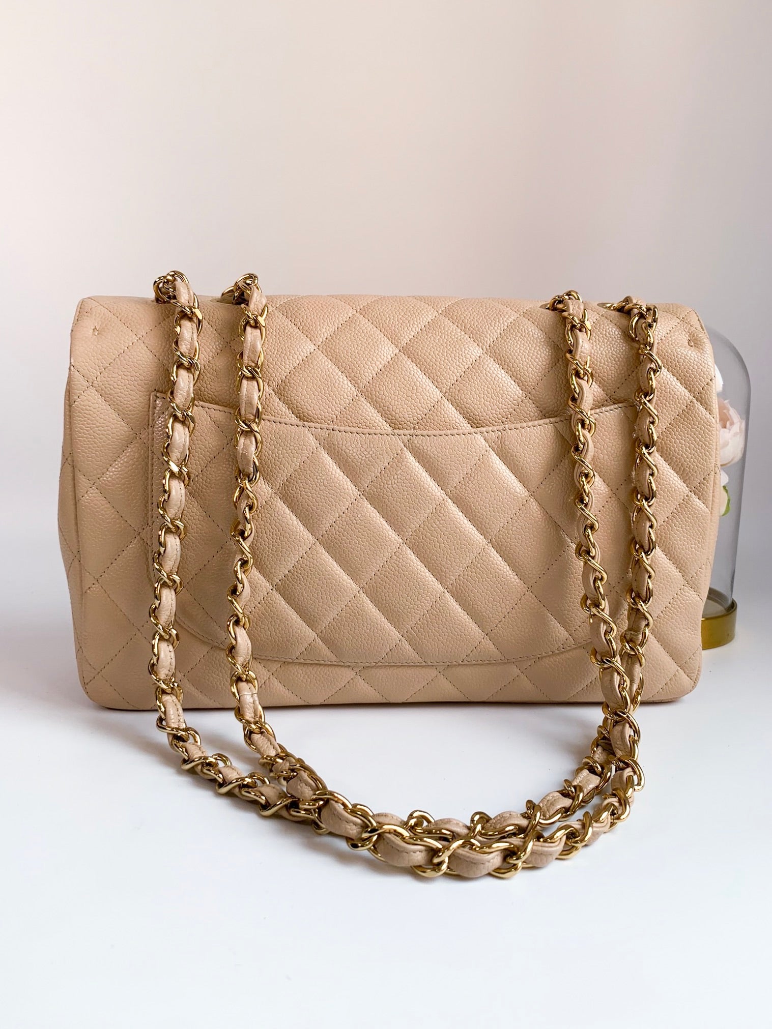 Chanel Quilted Jumbo Single Flap Beige Clair Caviar Gold Hardware – Coco  Approved Studio