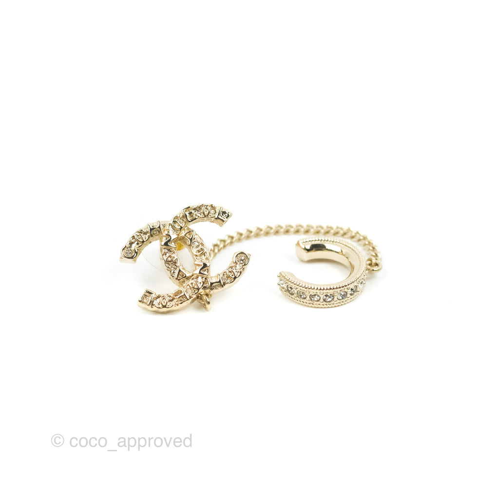 NEW CHANEL Gold Pearl Crystal Coco CC Brooch Pin 2022