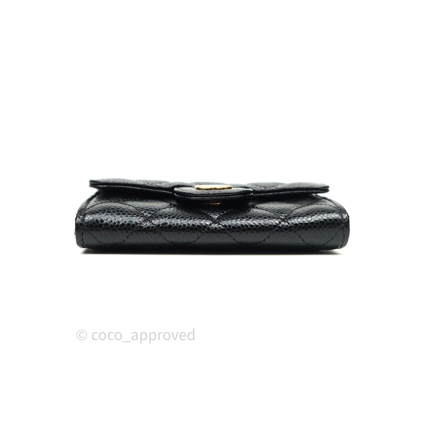 CHANEL Caviar Quilted Flap Zip Card Holder Black 1220979