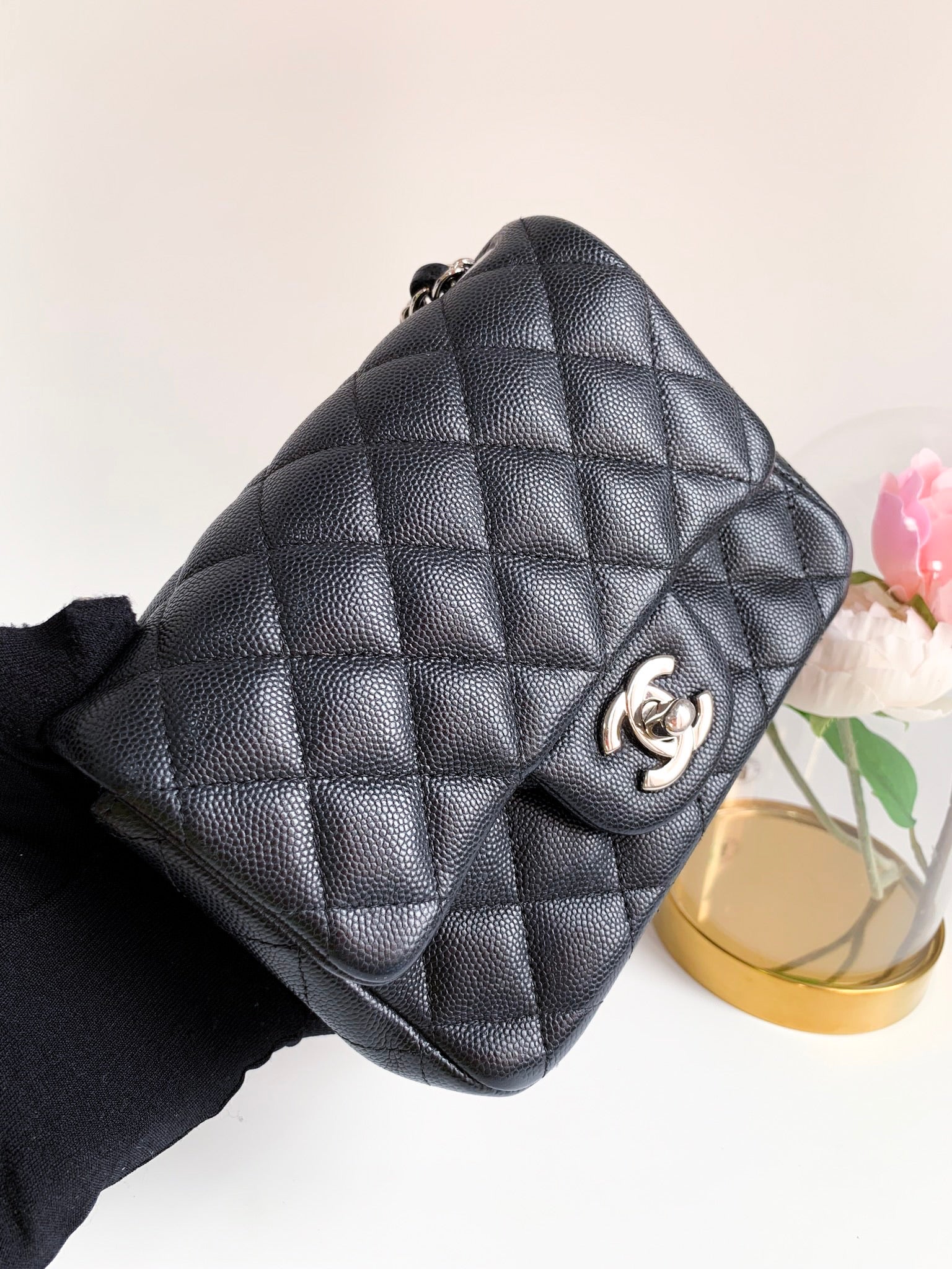 Chanel Caviar Quilted Mini Square Flap Black Caviar Silver Hardware – Coco  Approved Studio