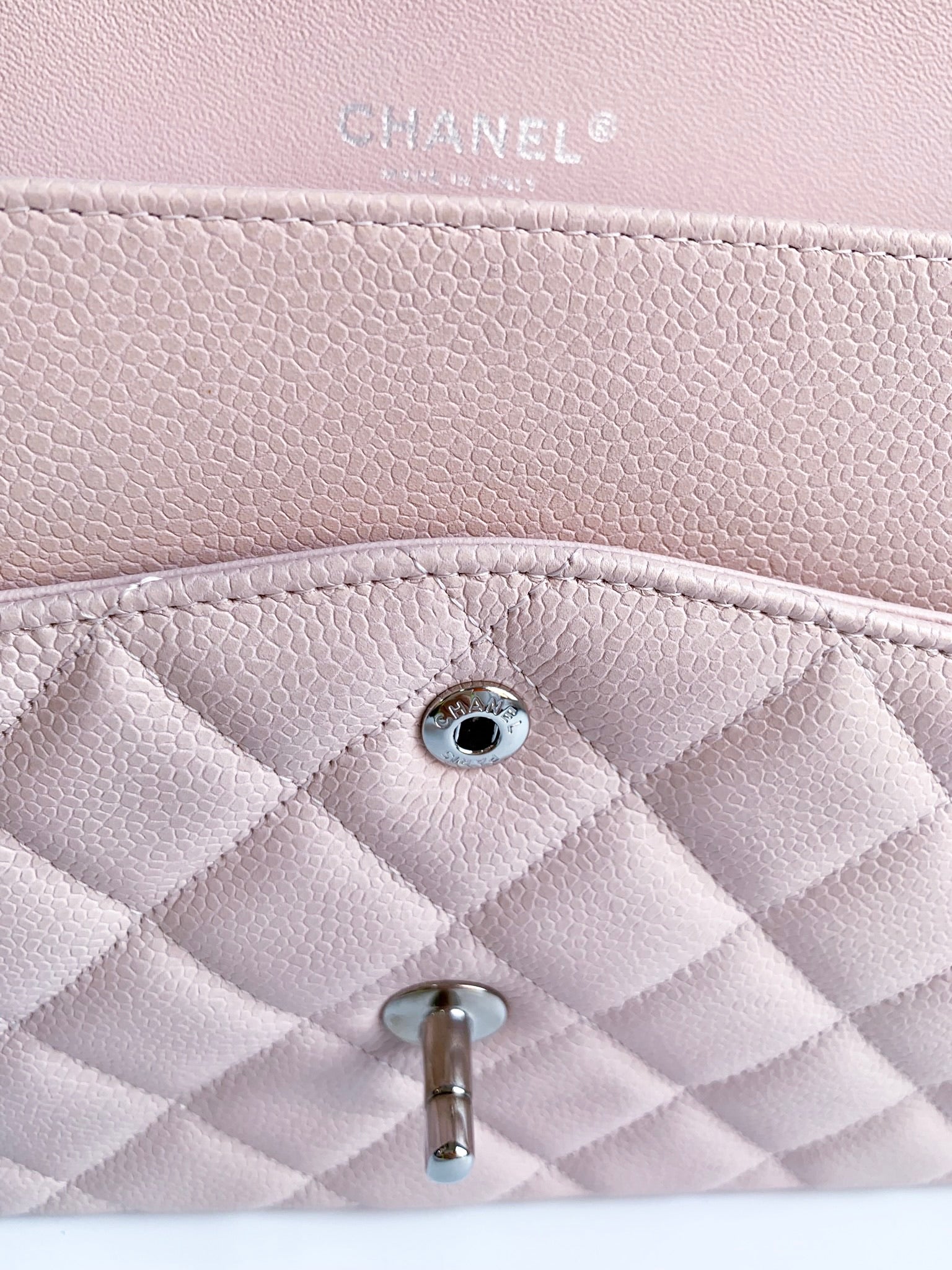 Chanel 14C Sakura Pink Caviar Double Flap Quilted Jumbo SHW