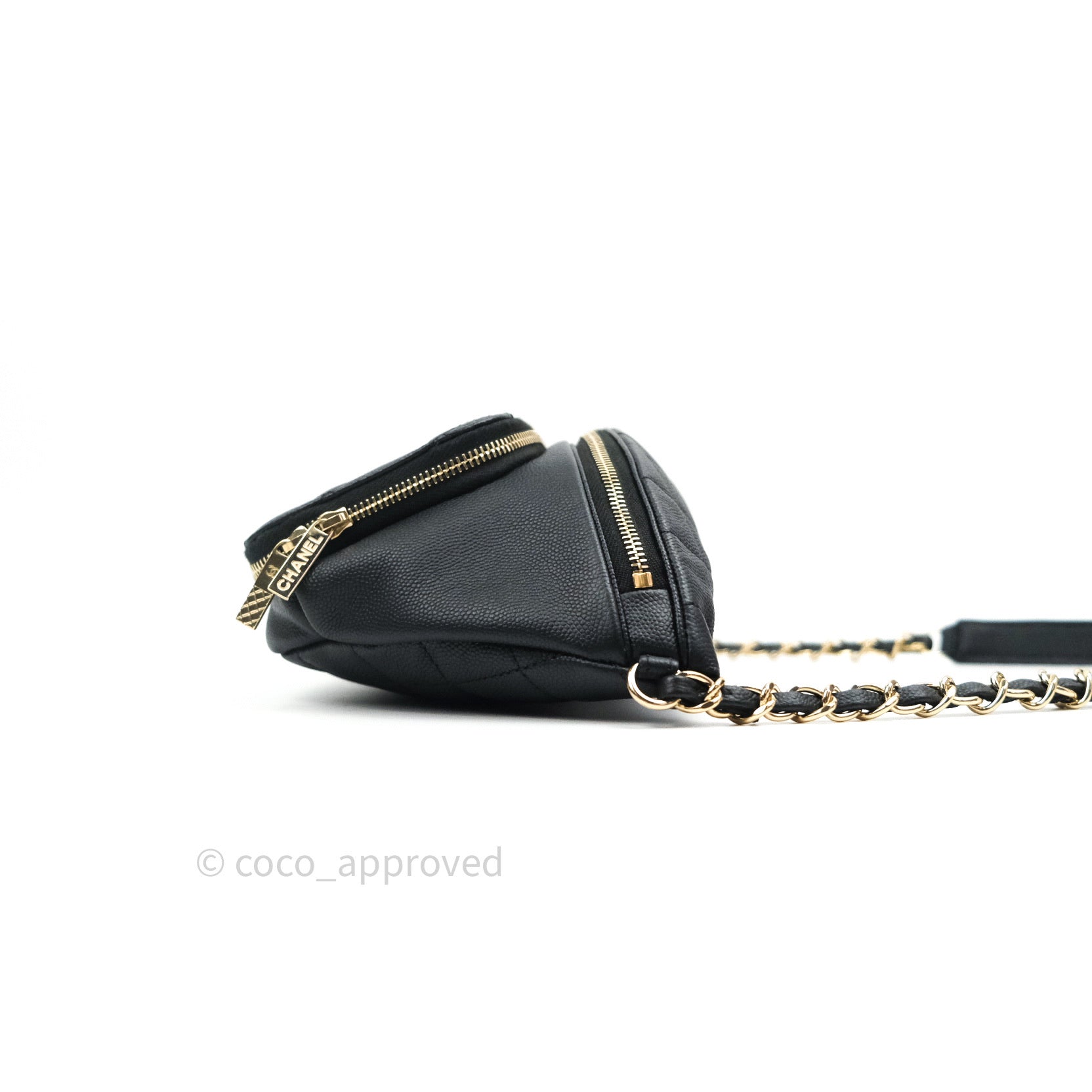 Chanel Quilted Business Affinity Waist Belt Bag Black Caviar Gold