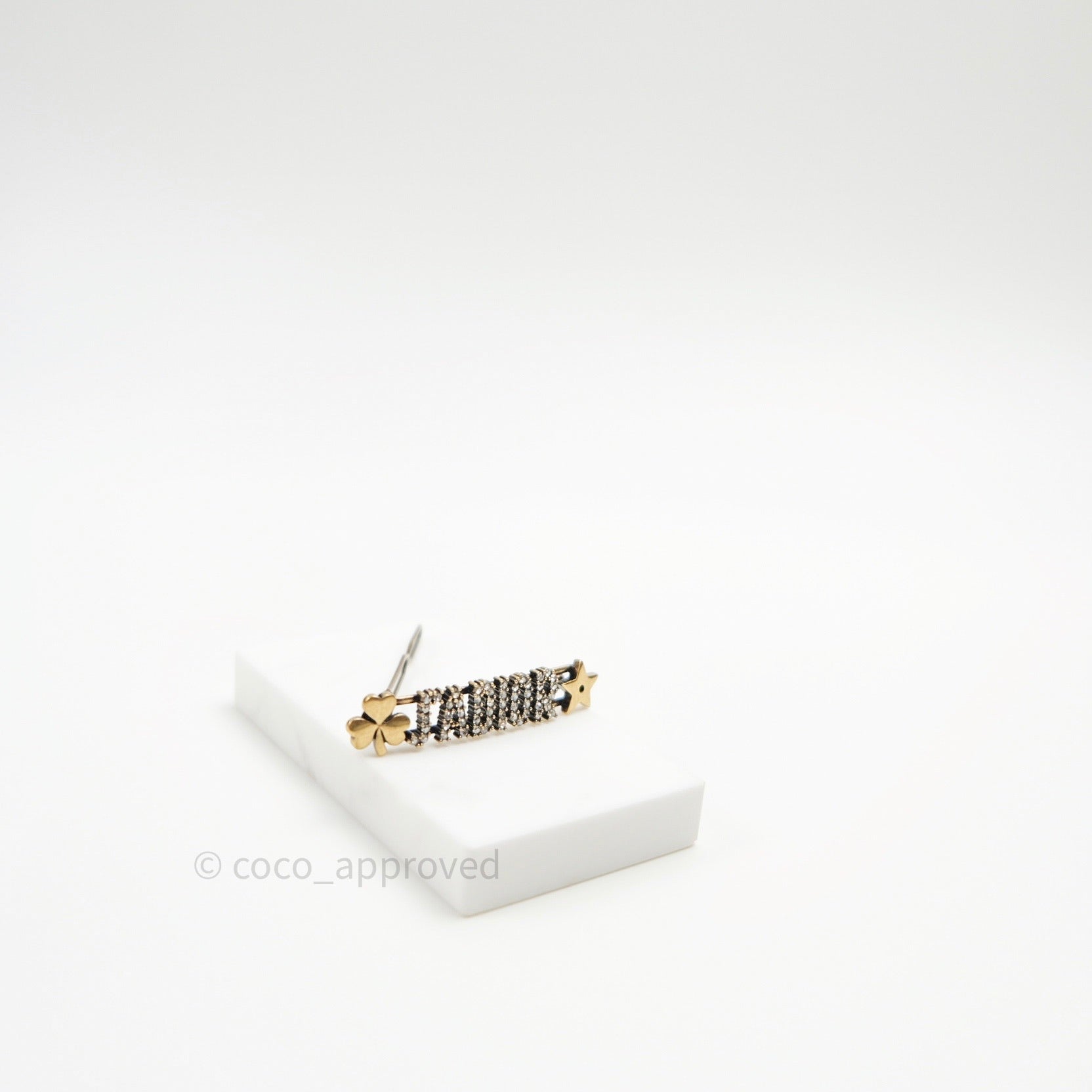 Christian Dior Crystal Logo Barrette - Gold Hair Accessories, Accessories -  CHR321794