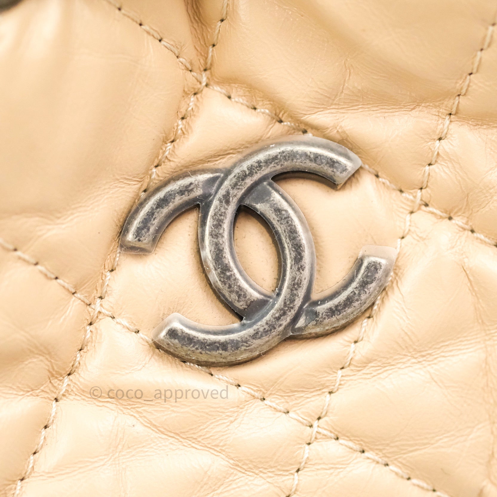 CHANEL Tweed Calfskin Quilted Gabrielle Backpack Ivory 366220