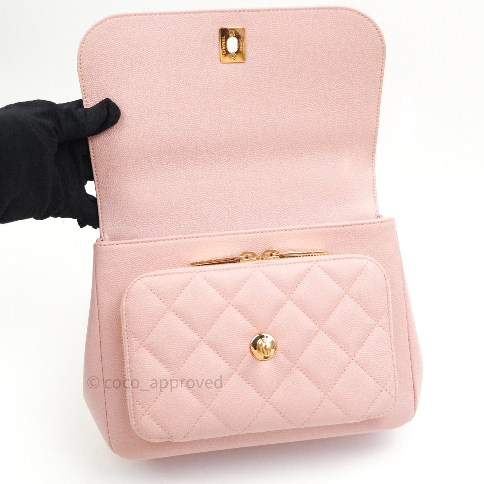 CHANEL Caviar Quilted Medium Business Affinity Flap Light Pink