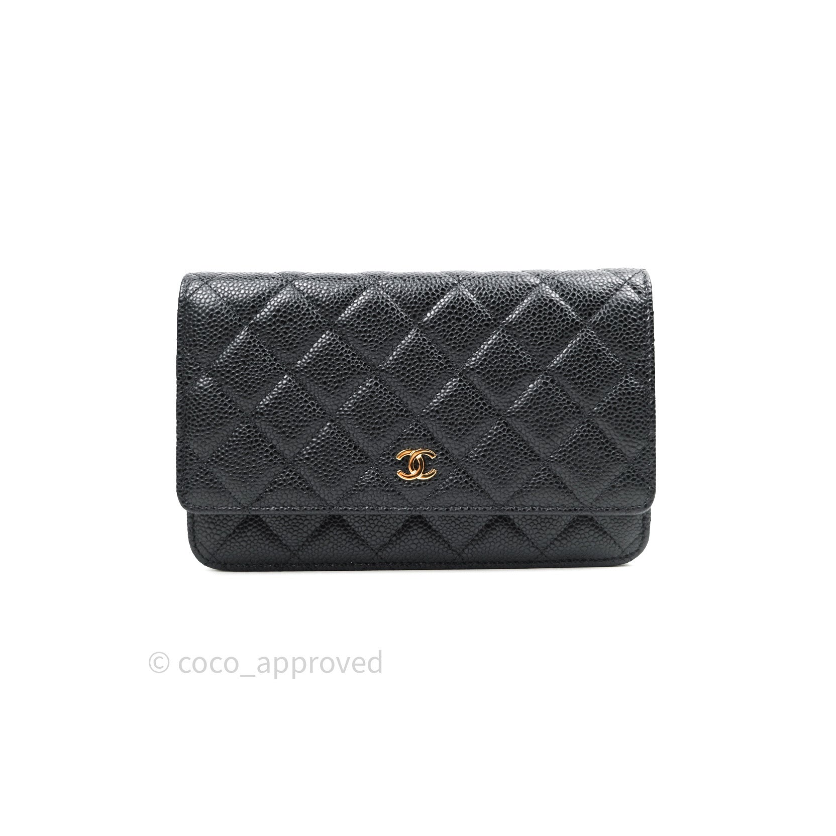 Chanel Quilted Classic Wallet on Chain WOC Navy Caviar Gold