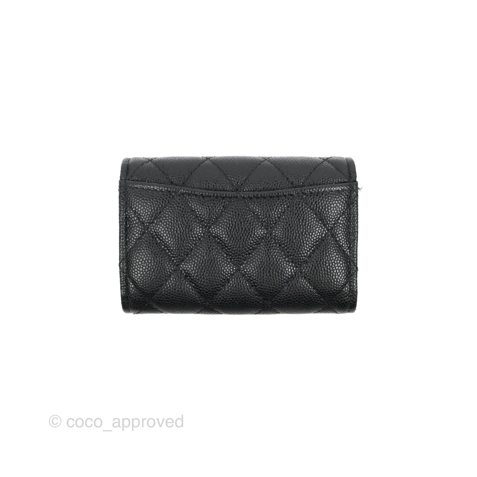 Chanel Card Holder Quilted Caviar Silver-tone Black in Caviar with Silver-tone  - US