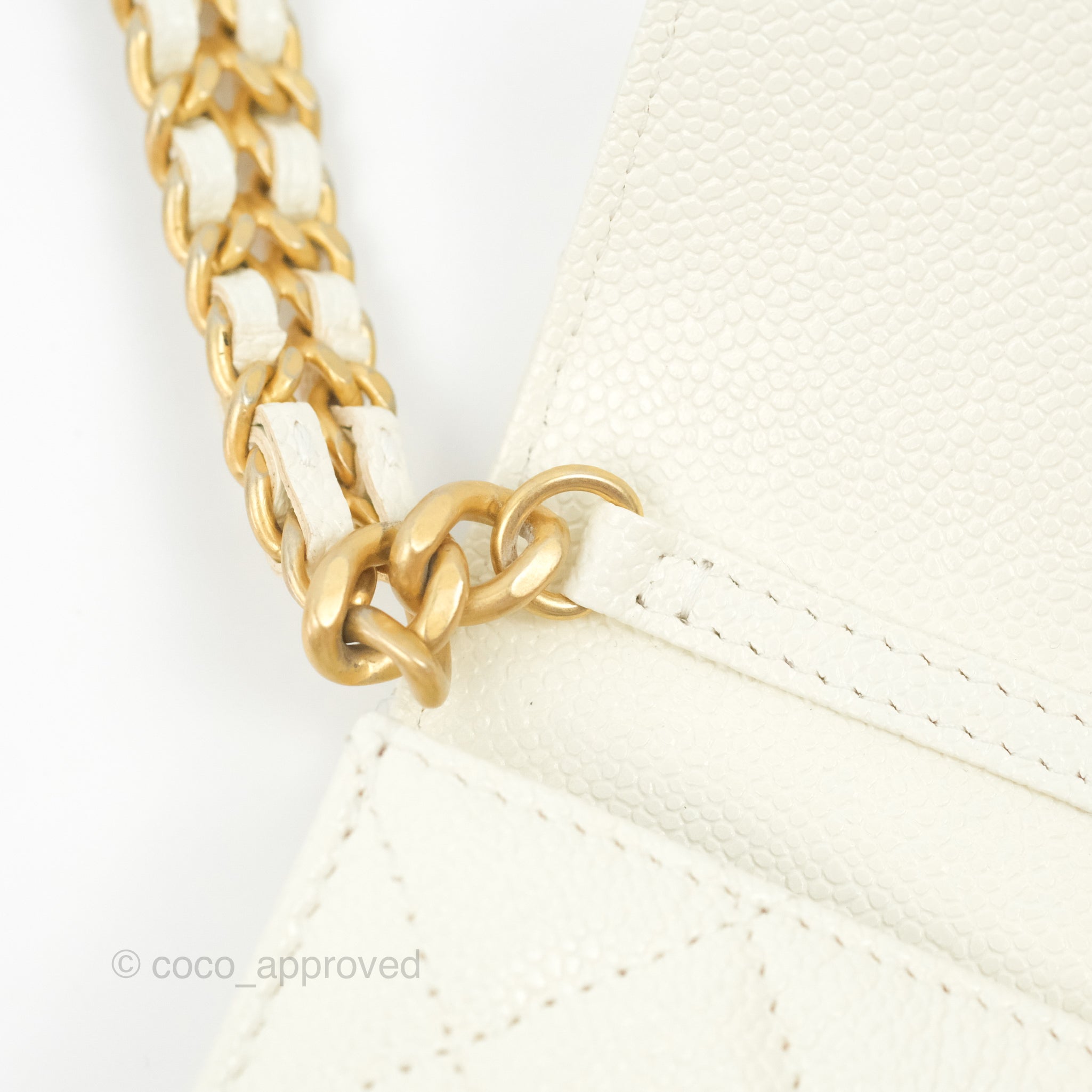 Chanel Chain Mini Clutch White AP2831 Caviar Leather