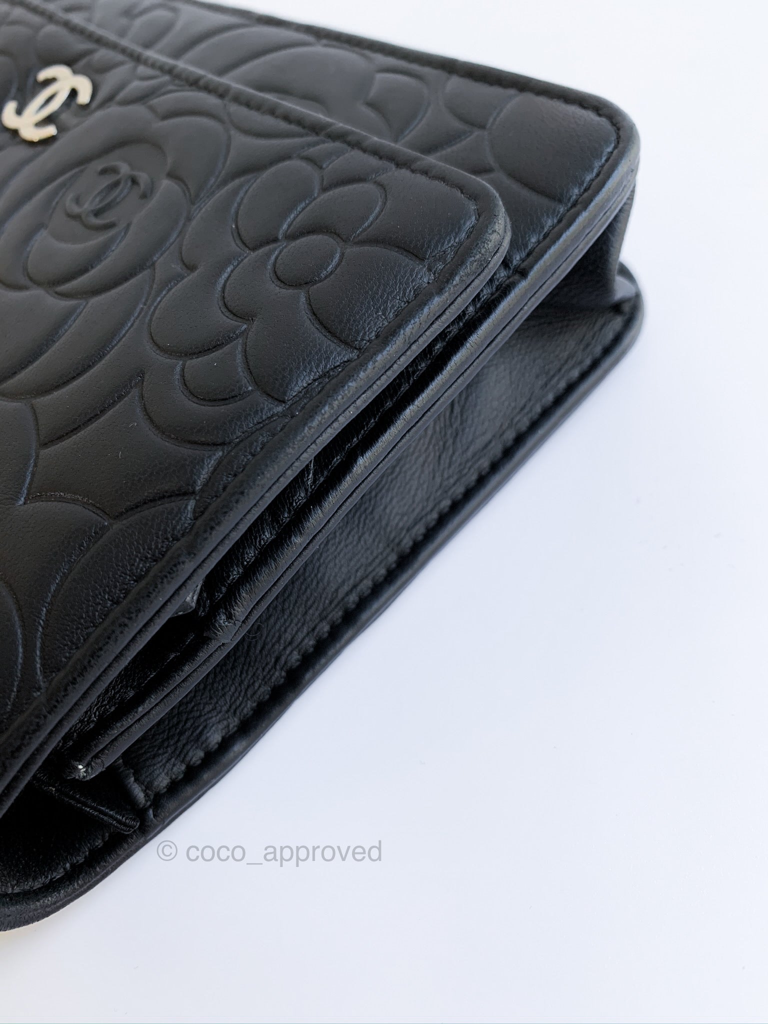 CHANEL Chanel long wallet Coco mark Camellia Flap black #2