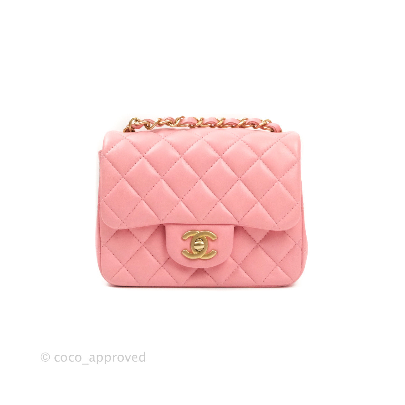 Chanel Mini Square Pink Lambskin Gold Hardware – Coco Approved Studio