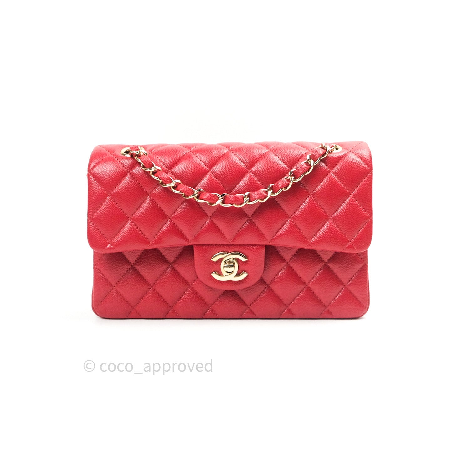 Chanel Classic Small S/M Flap Red Caviar Gold Hardware 19B – Coco