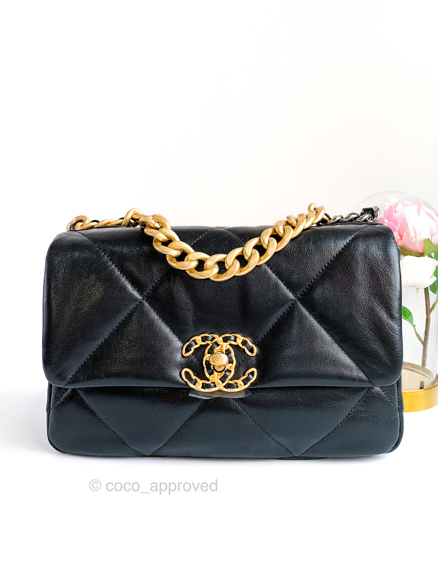 Chanel 19 Black Flap Bag⁣ Small Goatskin – Coco Approved Studio