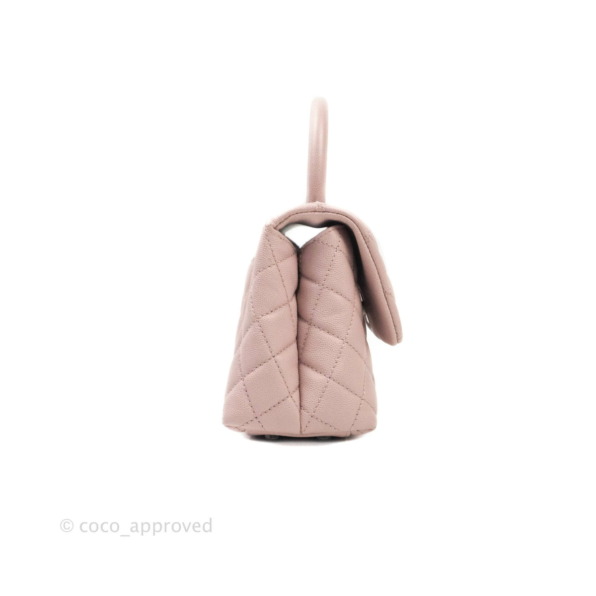 Chanel Mini (Small) Coco Handle Quilted Pink Caviar Ruthenium Hardware ...