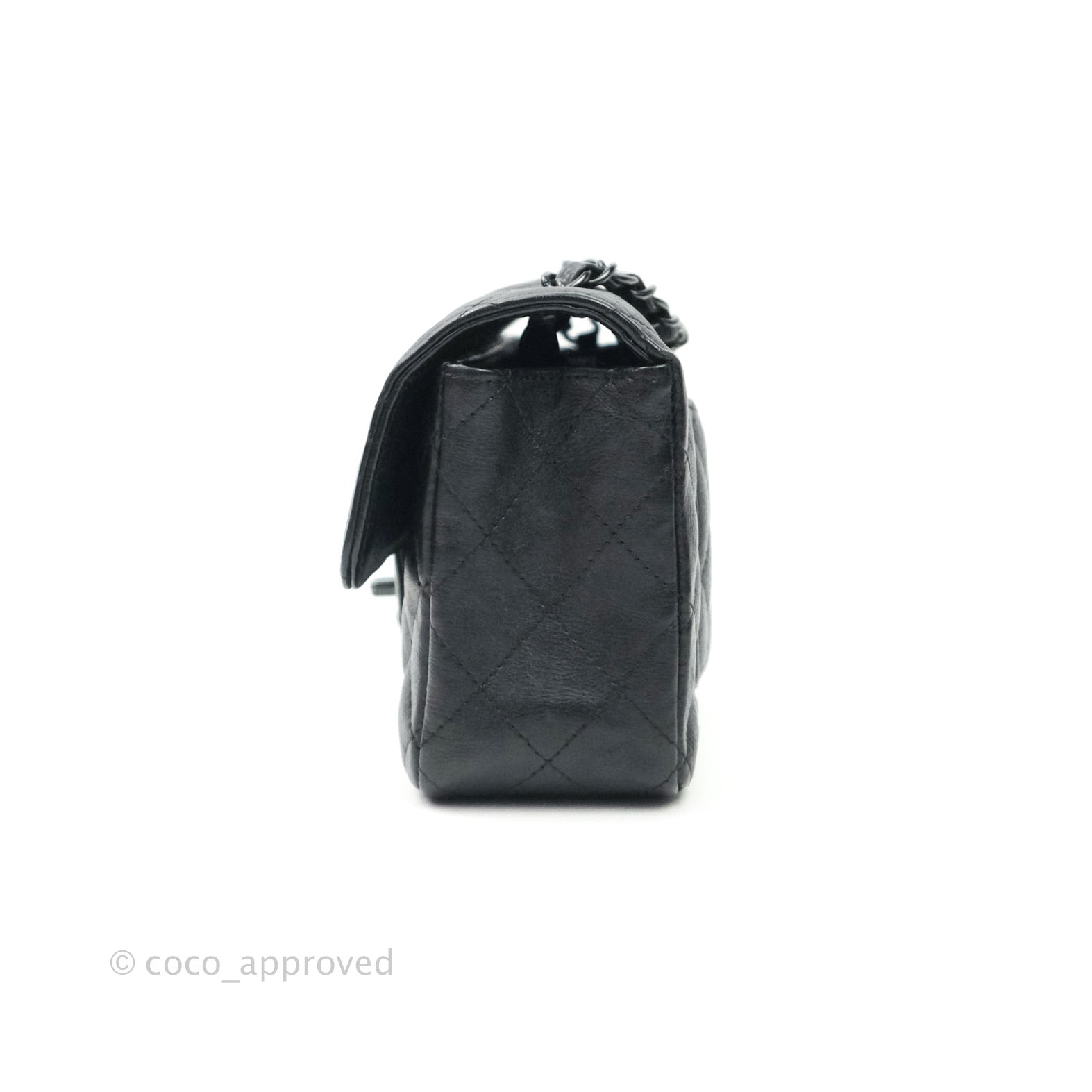 Chanel Quilted Mini Rectangular Flap So Black Crumpled Calfskin