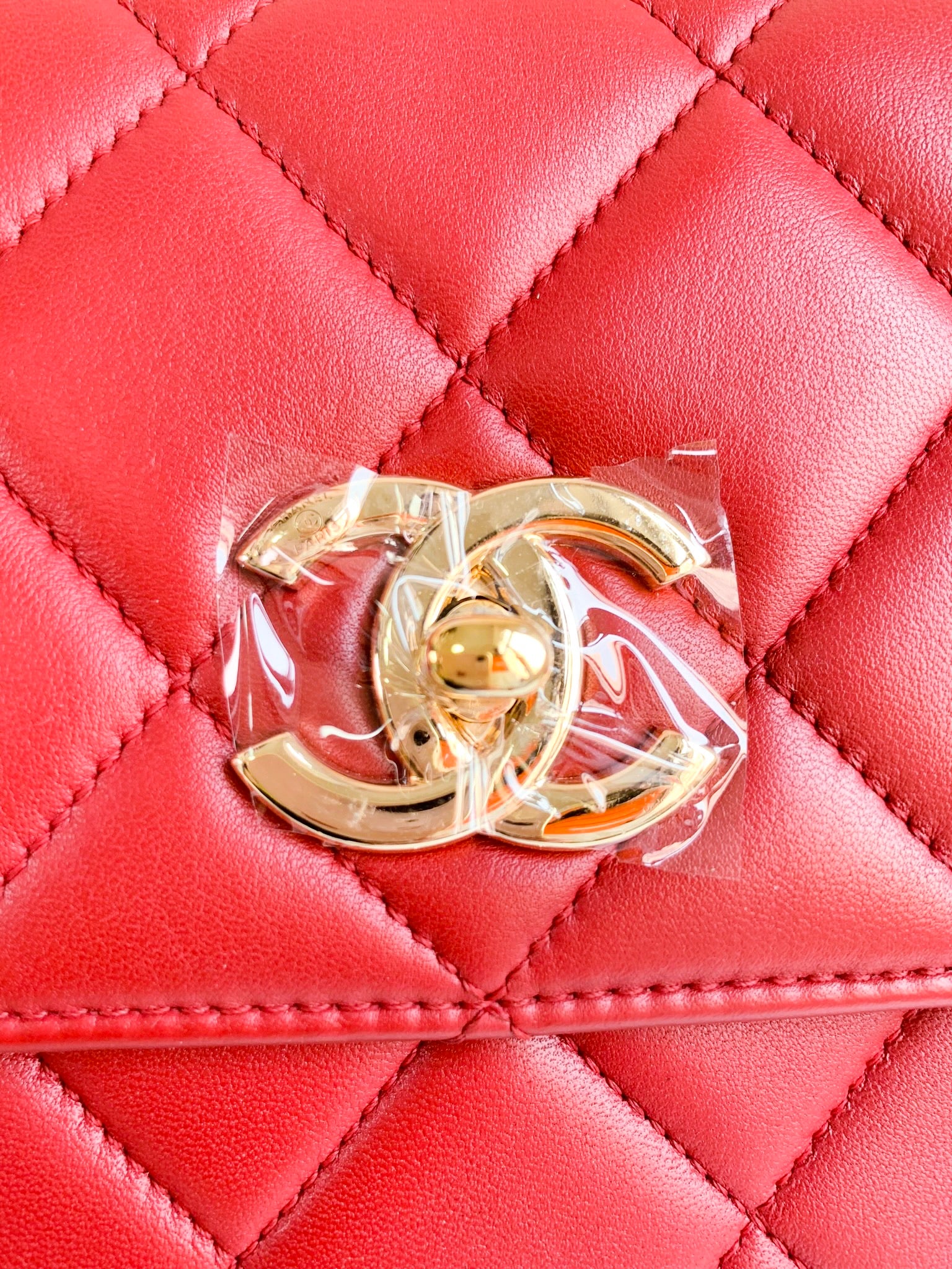 CHANEL Trendy CC Small Red Lambskin with Gold Hardware 2017 at 1stDibs