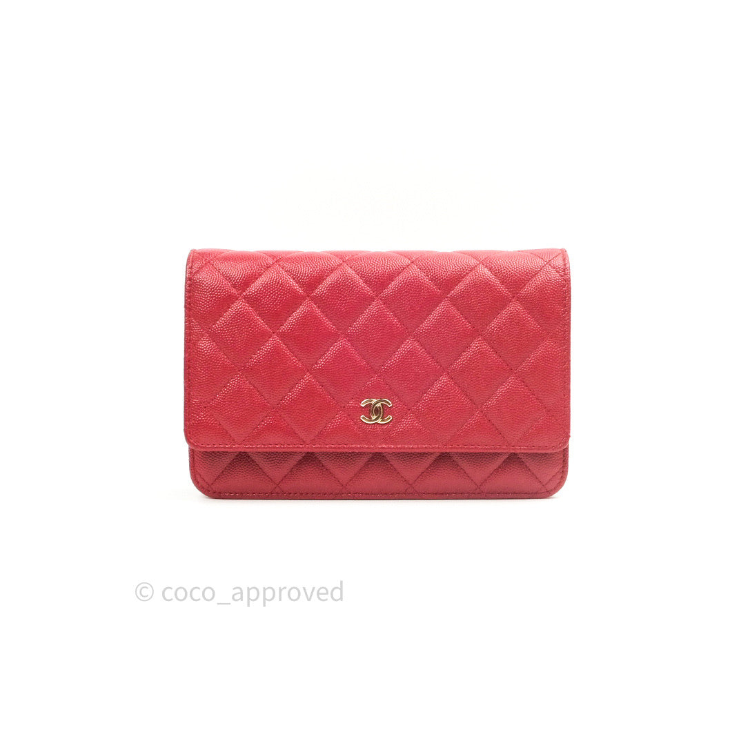 Chanel Quilted Wallet on Chain WOC Red Caviar Gold Hardware 17B – Coco  Approved Studio