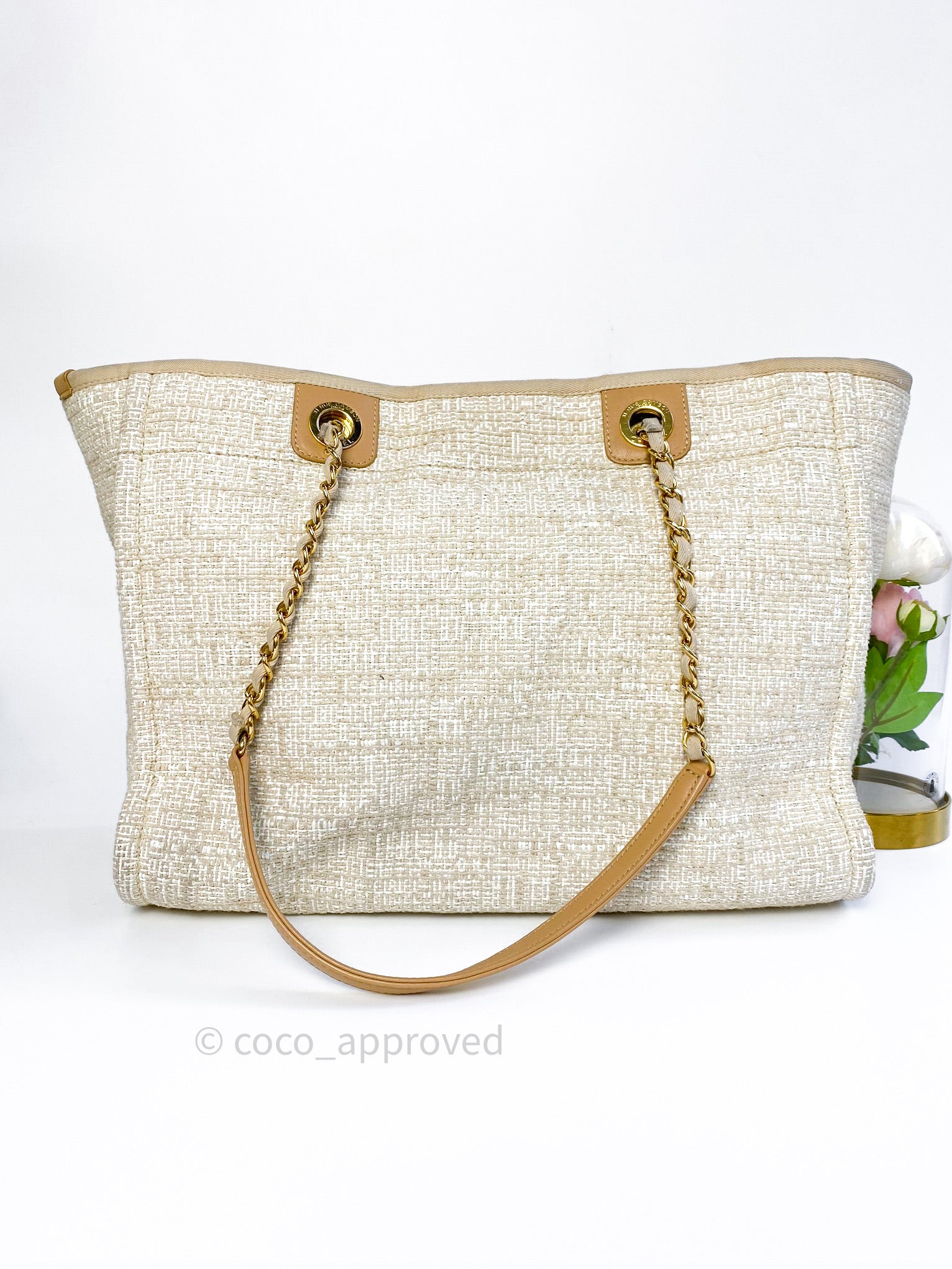 Chanel Beige Canvas and Leather Large Deauville Shopper Tote
