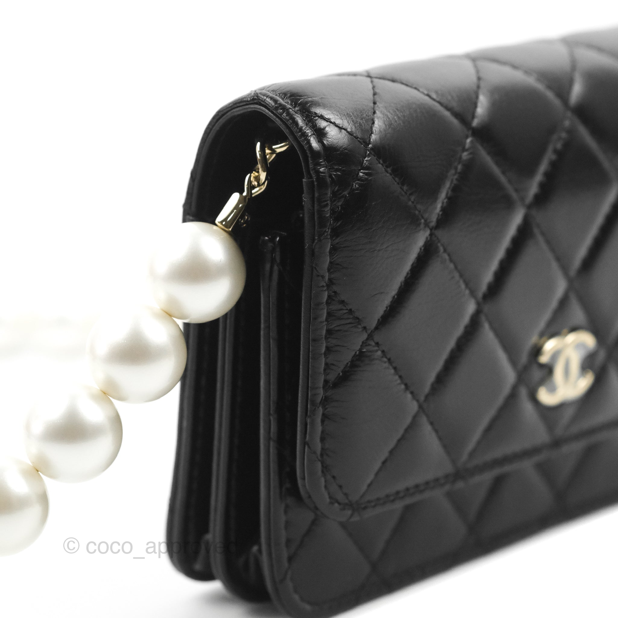 Chanel Calfskin Quilted Pearl Mini Wallet On Chain WOC Black – STYLISHTOP