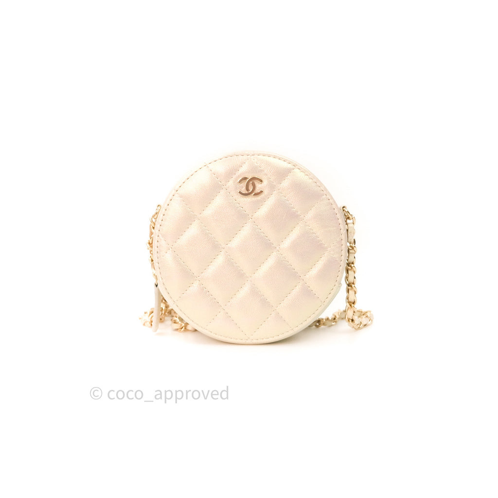 Chanel Round Circle Bag Iridescent Ivory Gold Hardware 20A