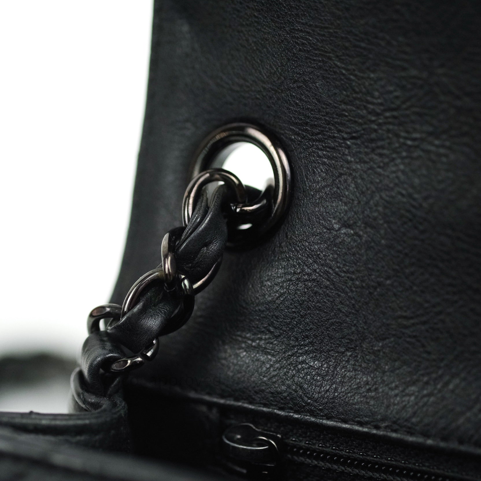 CHANEL So Black Calfskin Resin Flap Chain Bag Shoulder Bag Limited