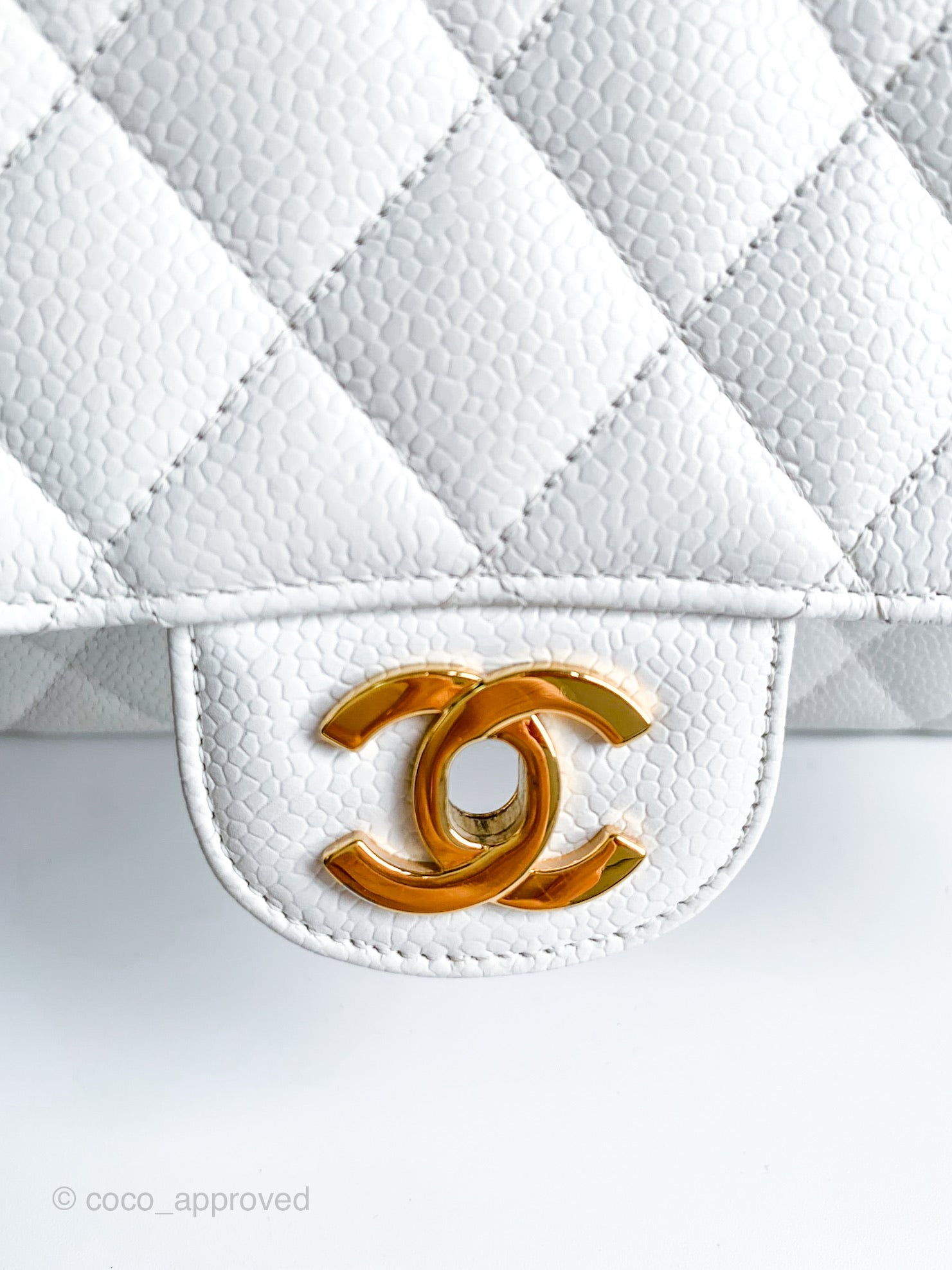 Chanel Classic Small S/M Flap White Caviar Gold Hardware 20S – Coco  Approved Studio