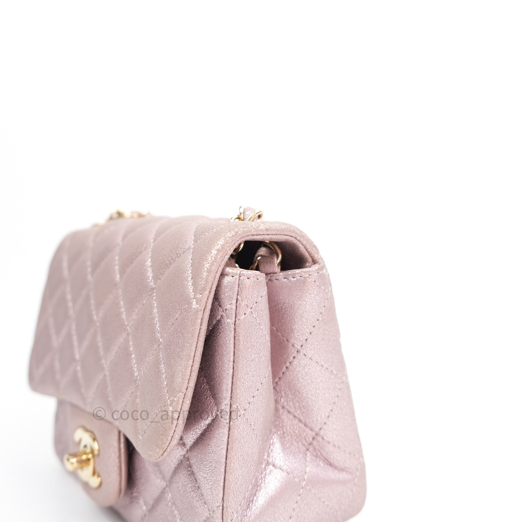 Mini flap bag & star coin purse, Mirror calfskin, metallic calfskin & gold-tone  metal, light gold — Fashion