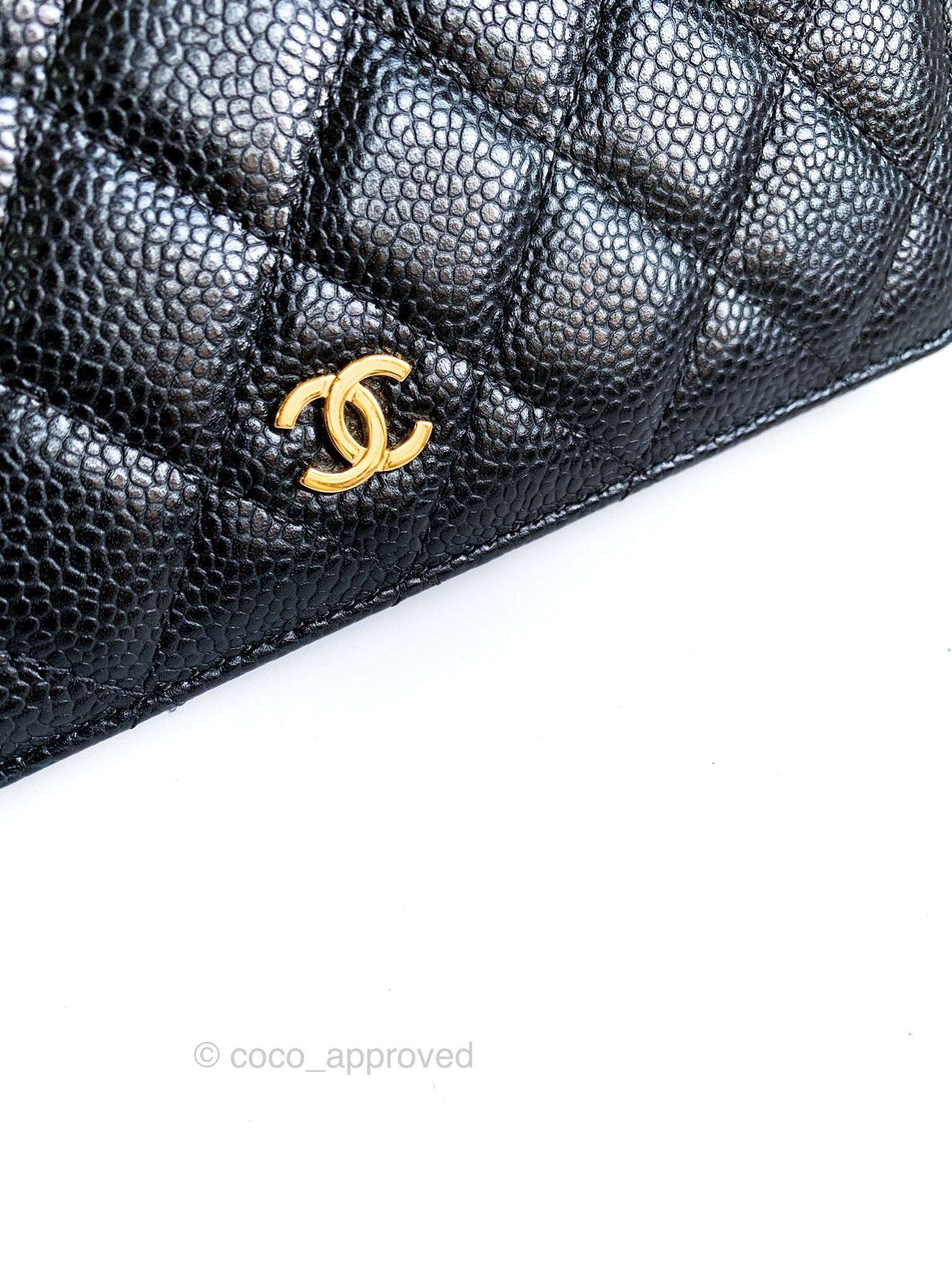 Chanel Yen Wallet Quilted Caviar Gold-tone Black in Caviar with Gold-Tone -  US