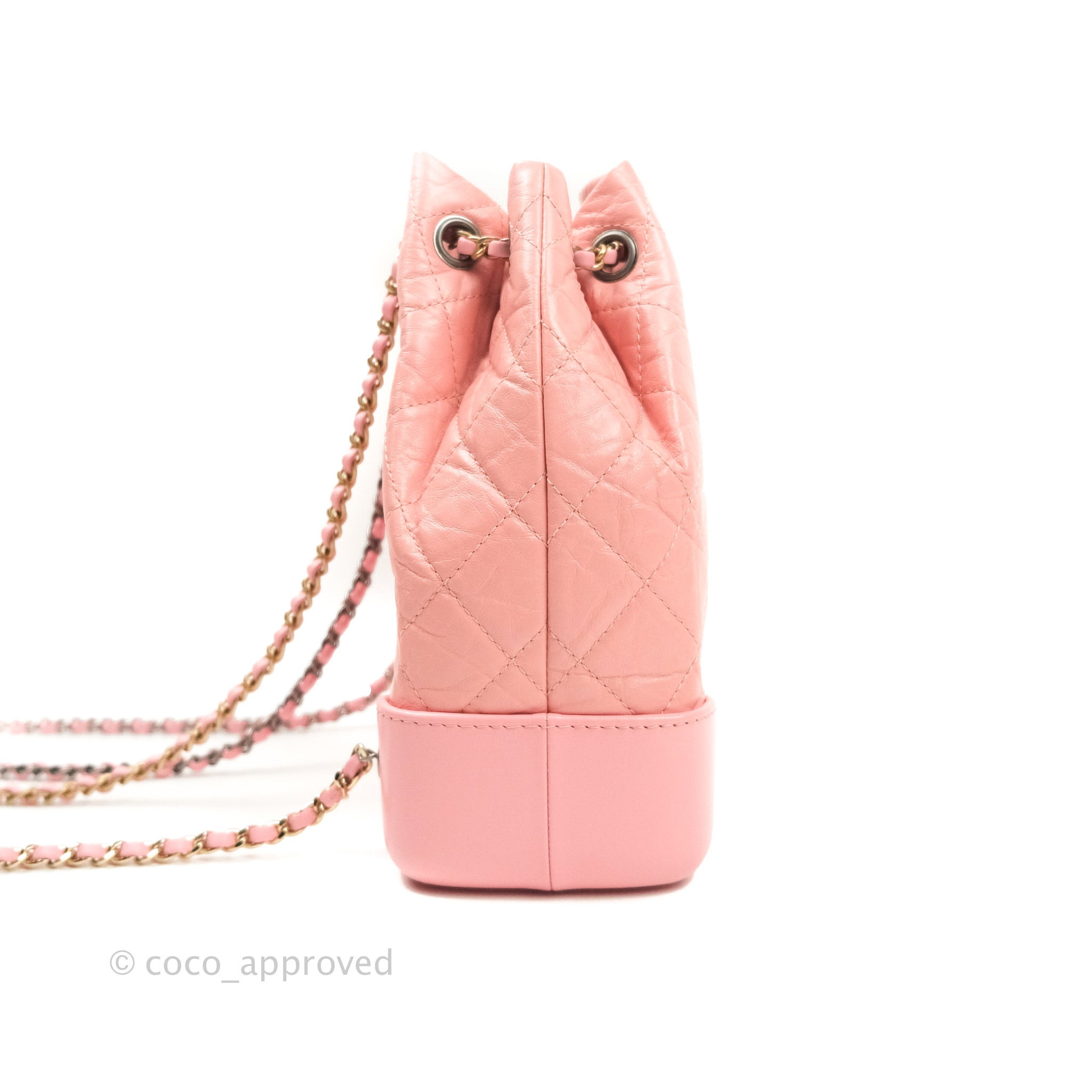 Chanel Pink Tweed/Leather Gabrielle Small Backpack Bag - Yoogi's Closet
