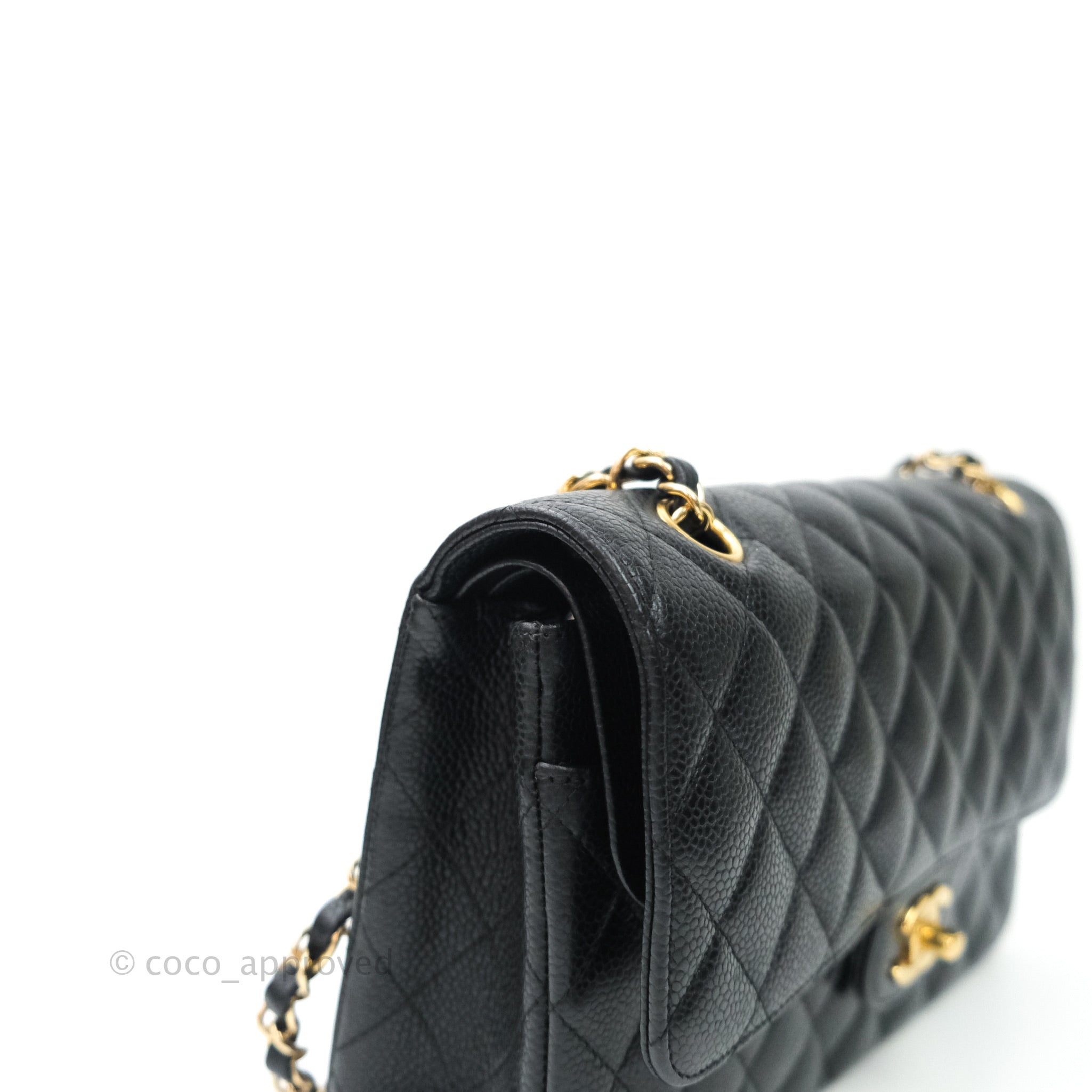 Classic M/L Medium Double Flap Bag Black Caviar 24K Gold Hardwa – Coco Approved Studio