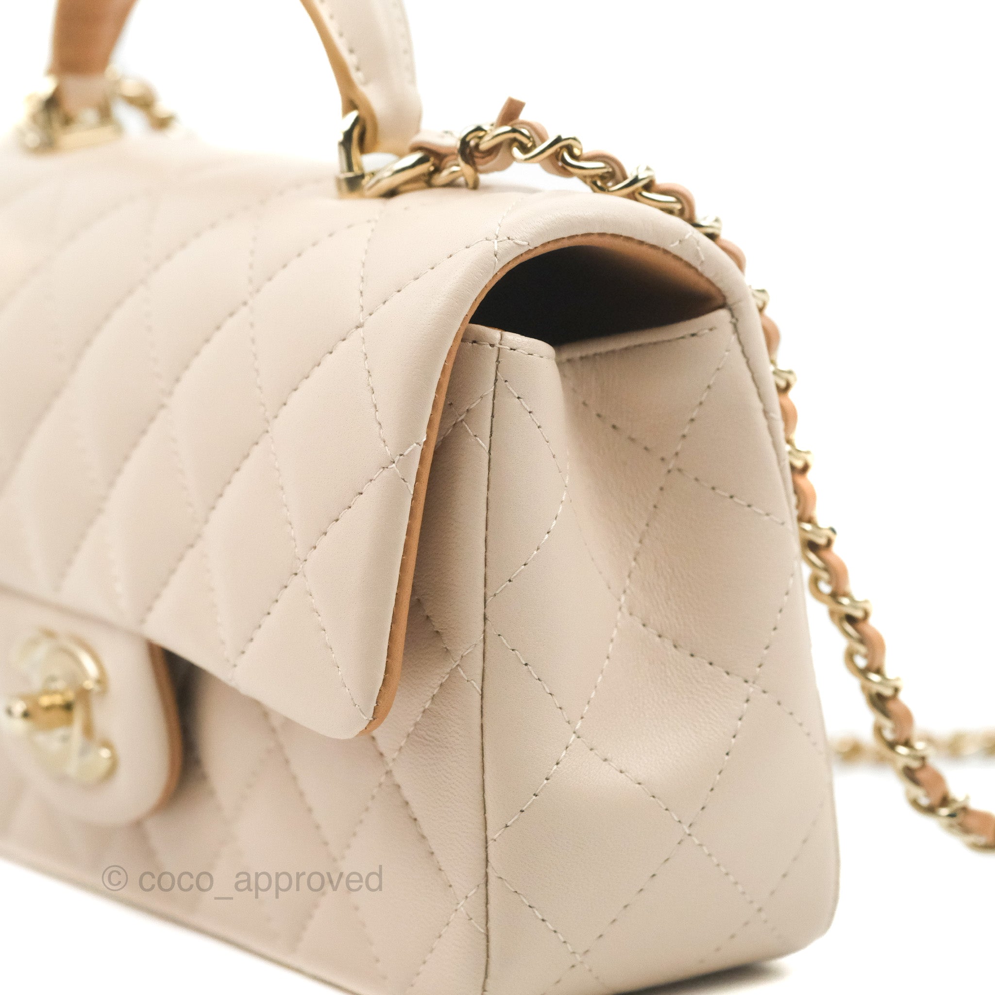 Chanel Mini Flap Bag with Top Handle AS4304 B13786 NQ334 , Beige, One Size