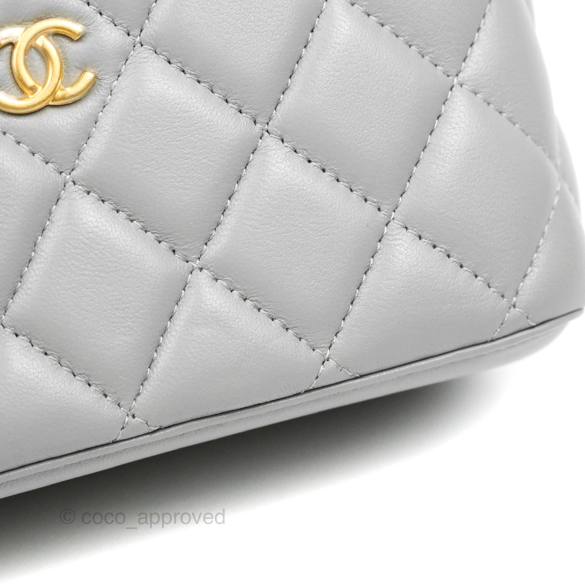 Chanel Pearl Crush Vanity With Chain Grey Lambskin Aged Gold