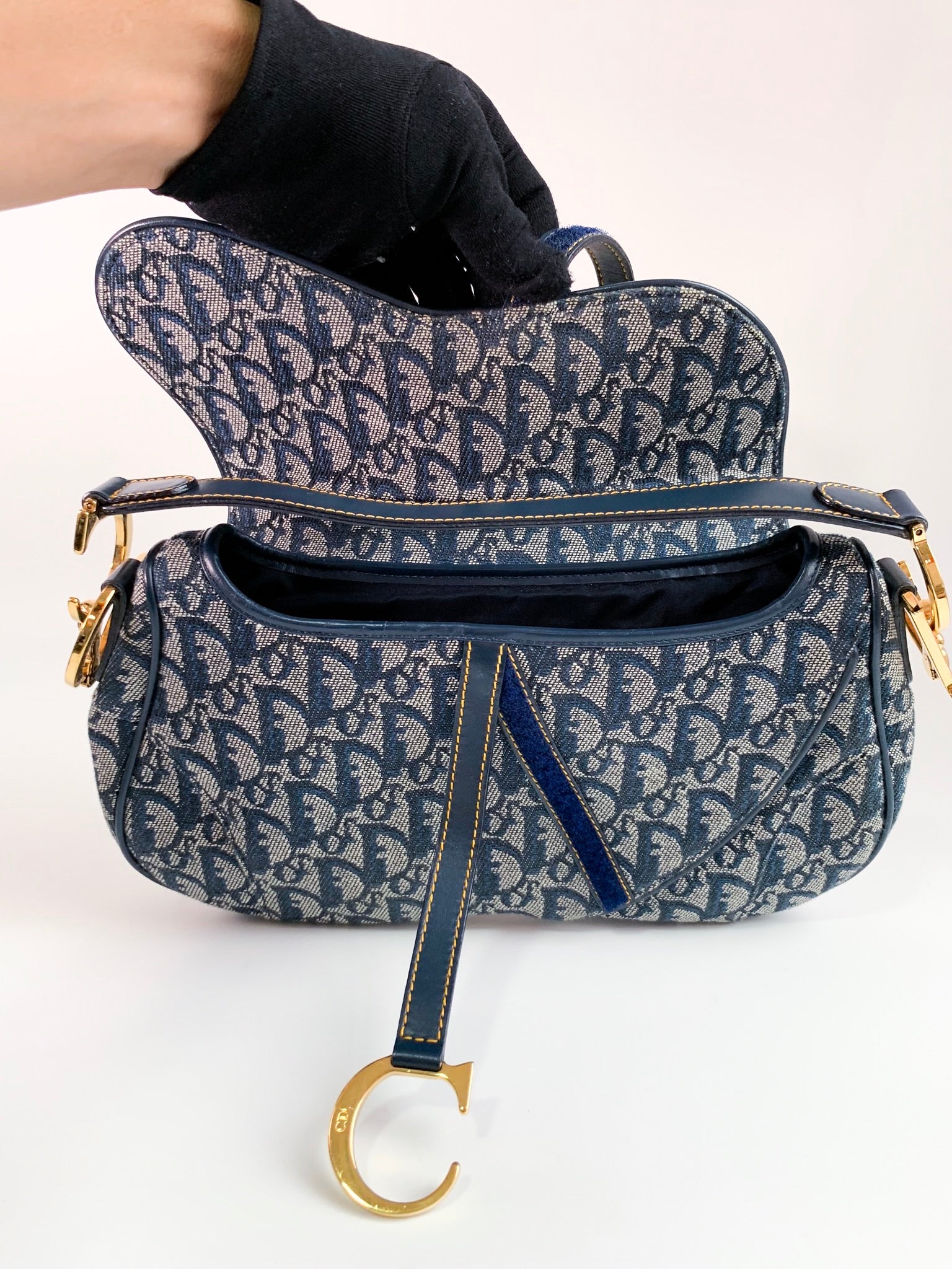 Blue Dior Oblique Saddle Bag