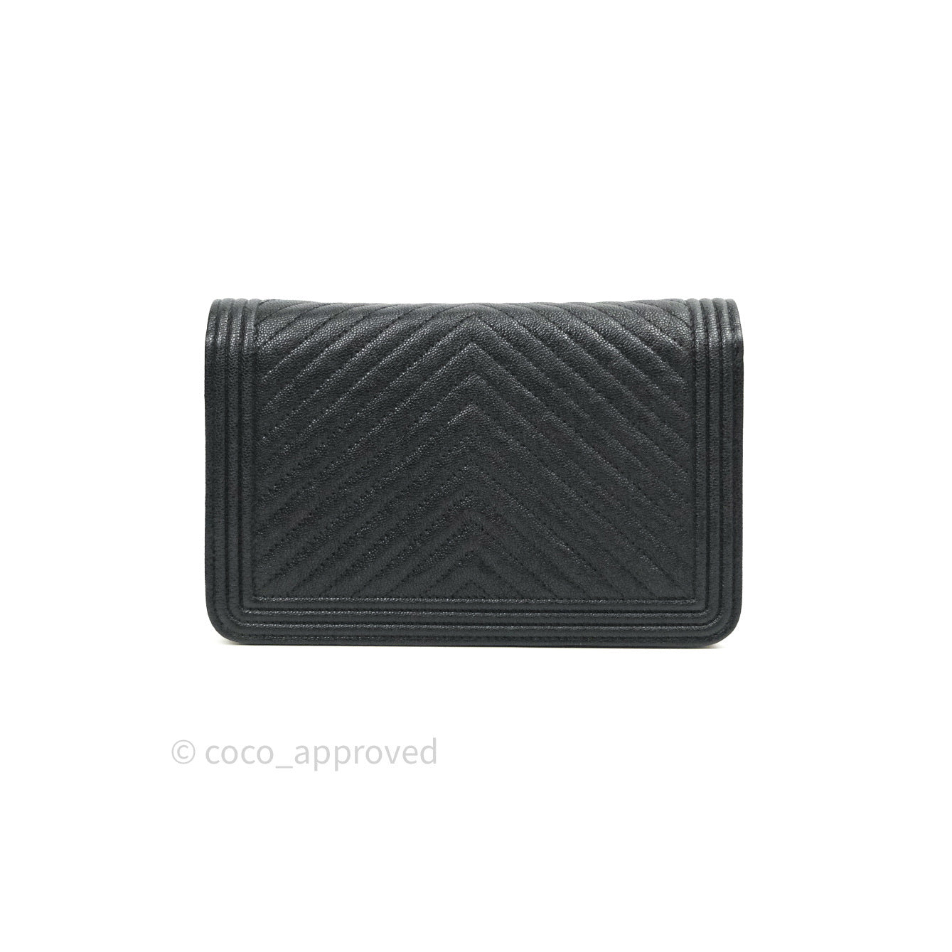 Chanel Chevron Wallet on Chain WOC Black Calfskin Gold Hardware – Coco  Approved Studio