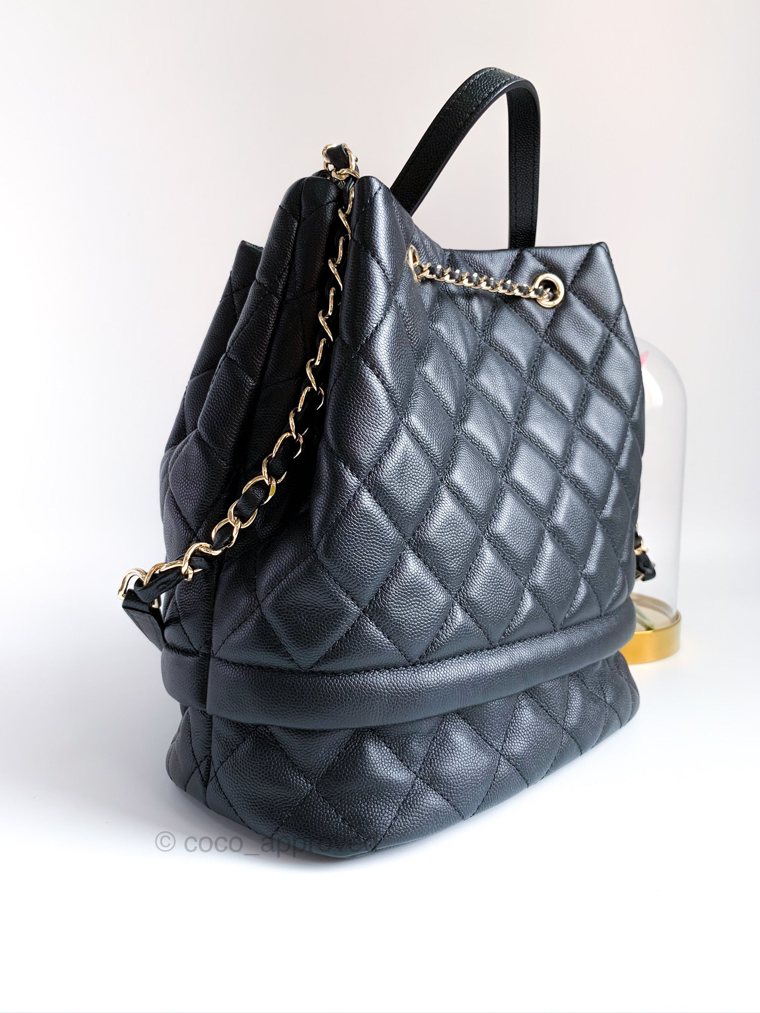 CHANEL Calfskin Quilted Pearl Mini About Pearls Drawstring