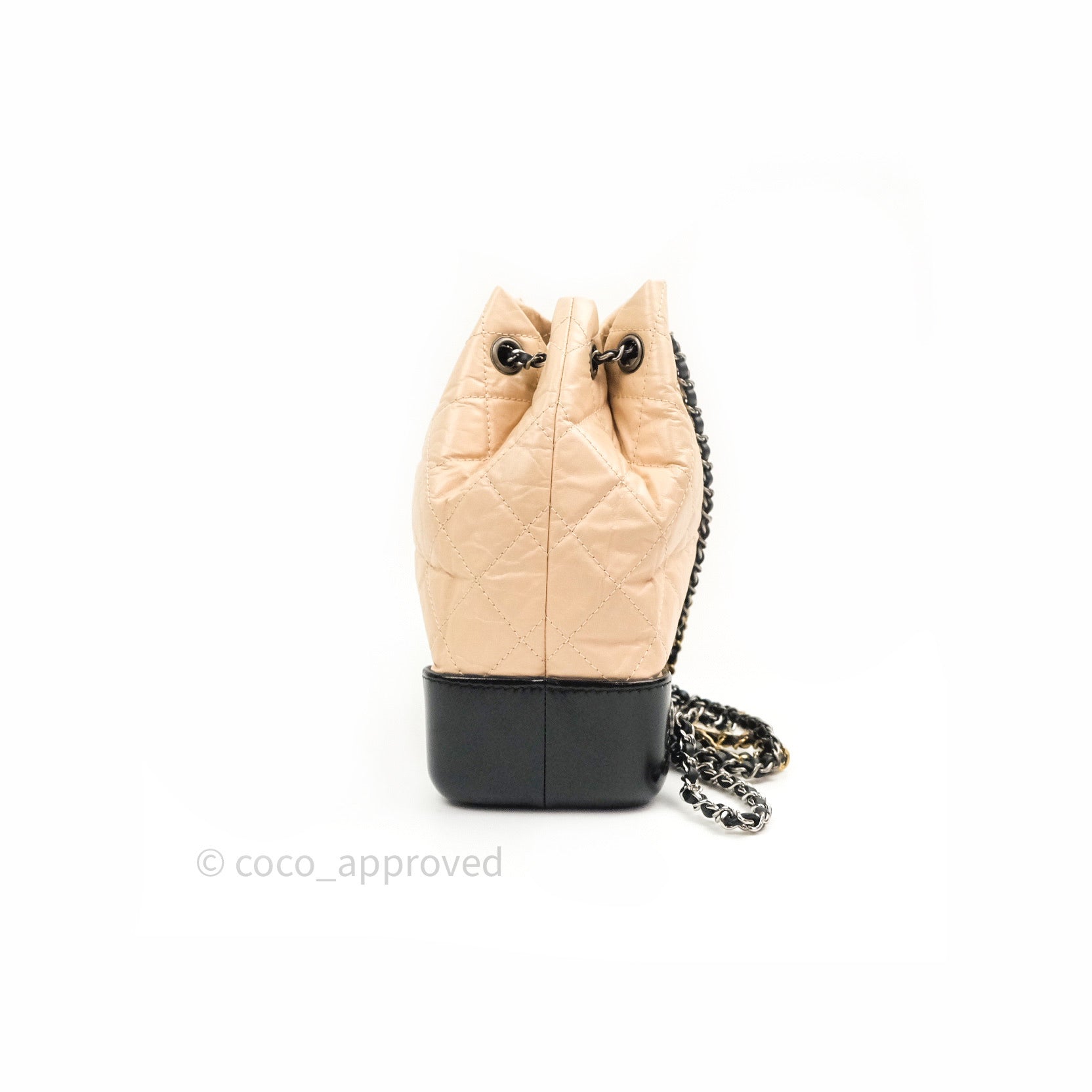 Chanel Gabrielle Backpack Black Aged Calfskin Small Beige Black – Coco  Approved Studio