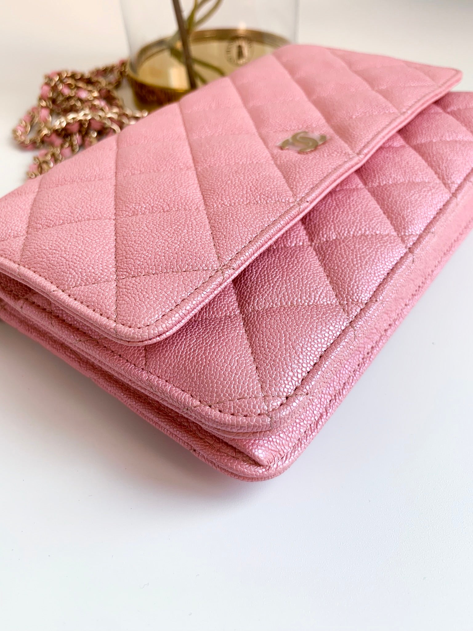 Chanel Wallet On Chain WOC Pink Lambskin Gold Hardware