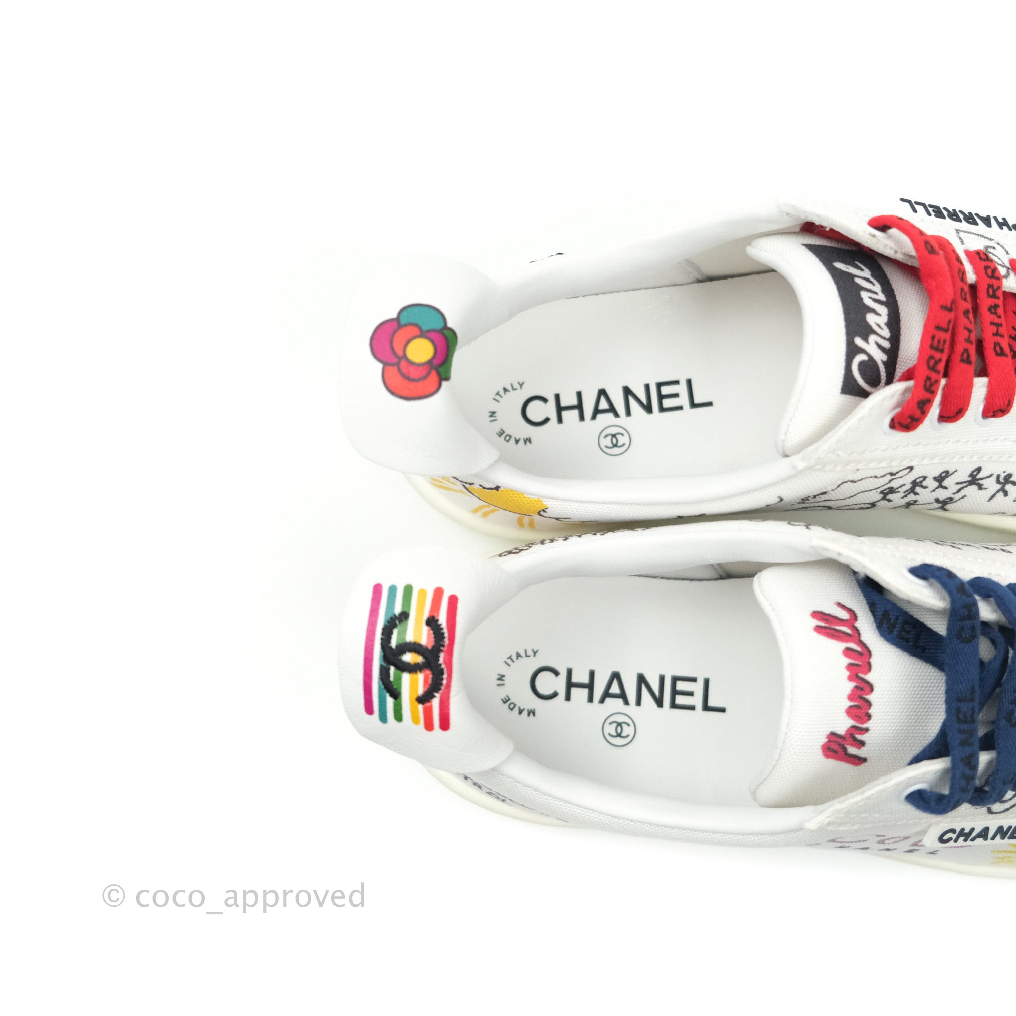 Chanel  X Pharrell White Canvas  Multicolor Low Top Sneaker  VSP  Consignment