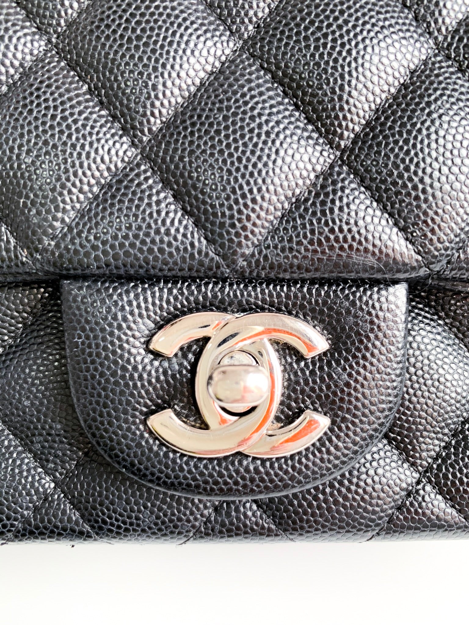 Chanel Mini Square Black Caviar Silver Hardware 17B – Coco Approved Studio