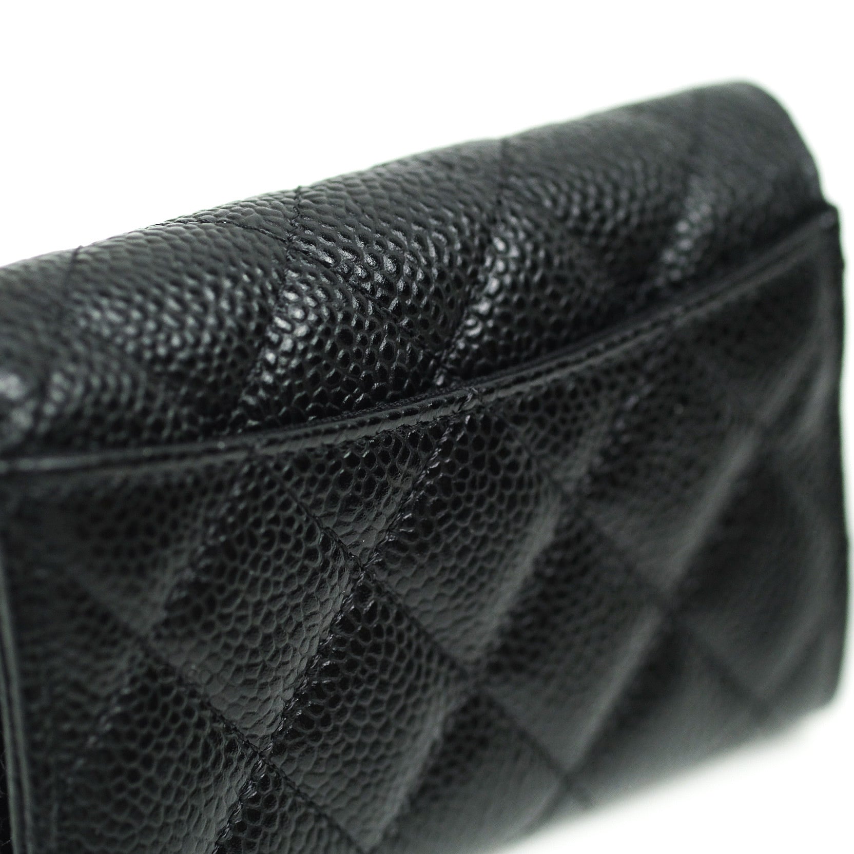 CHANEL Caviar Quilted Card Holder On Chain Black 669861